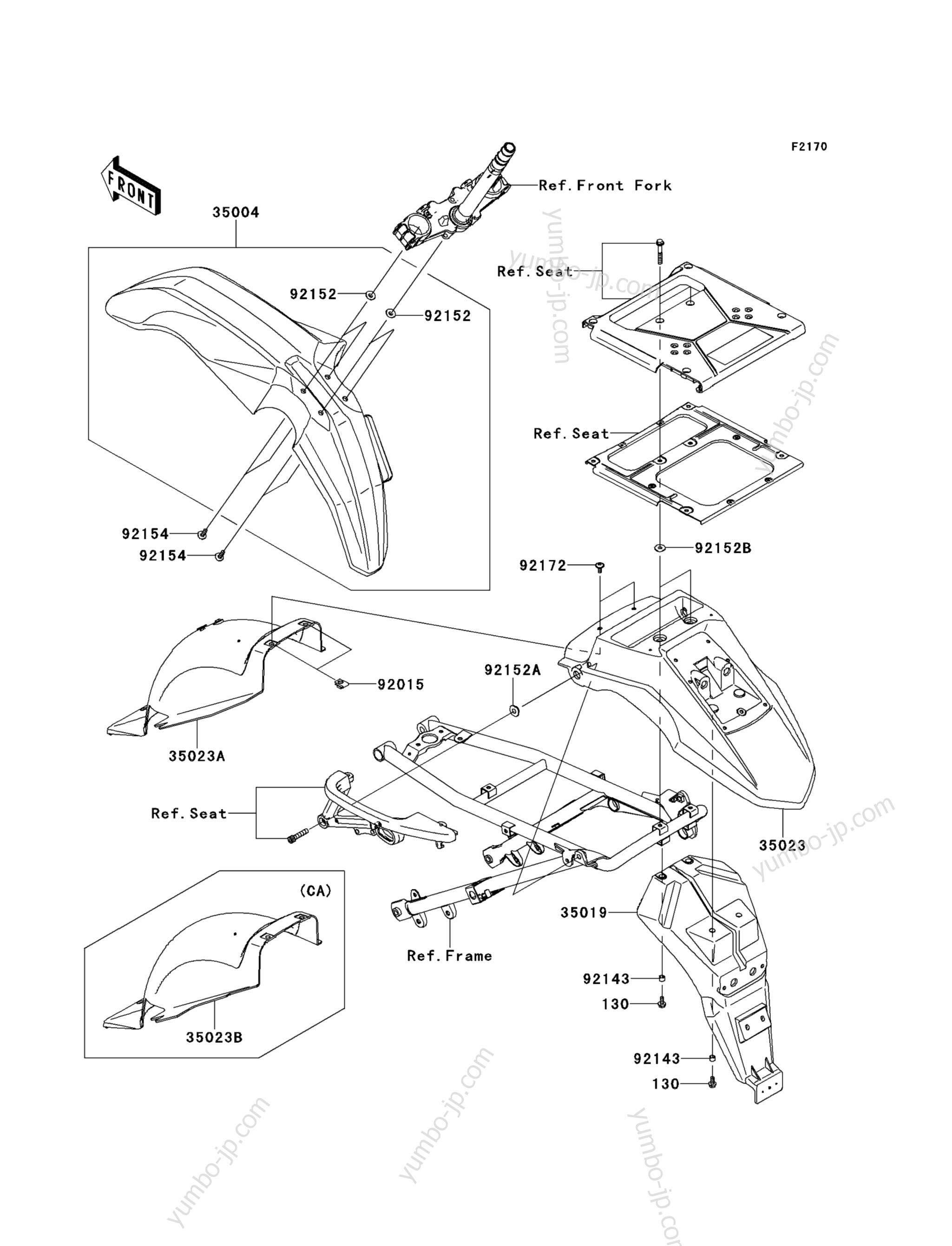 Fenders for motorcycles KAWASAKI KLR650 (KL650EEF) 2014 year