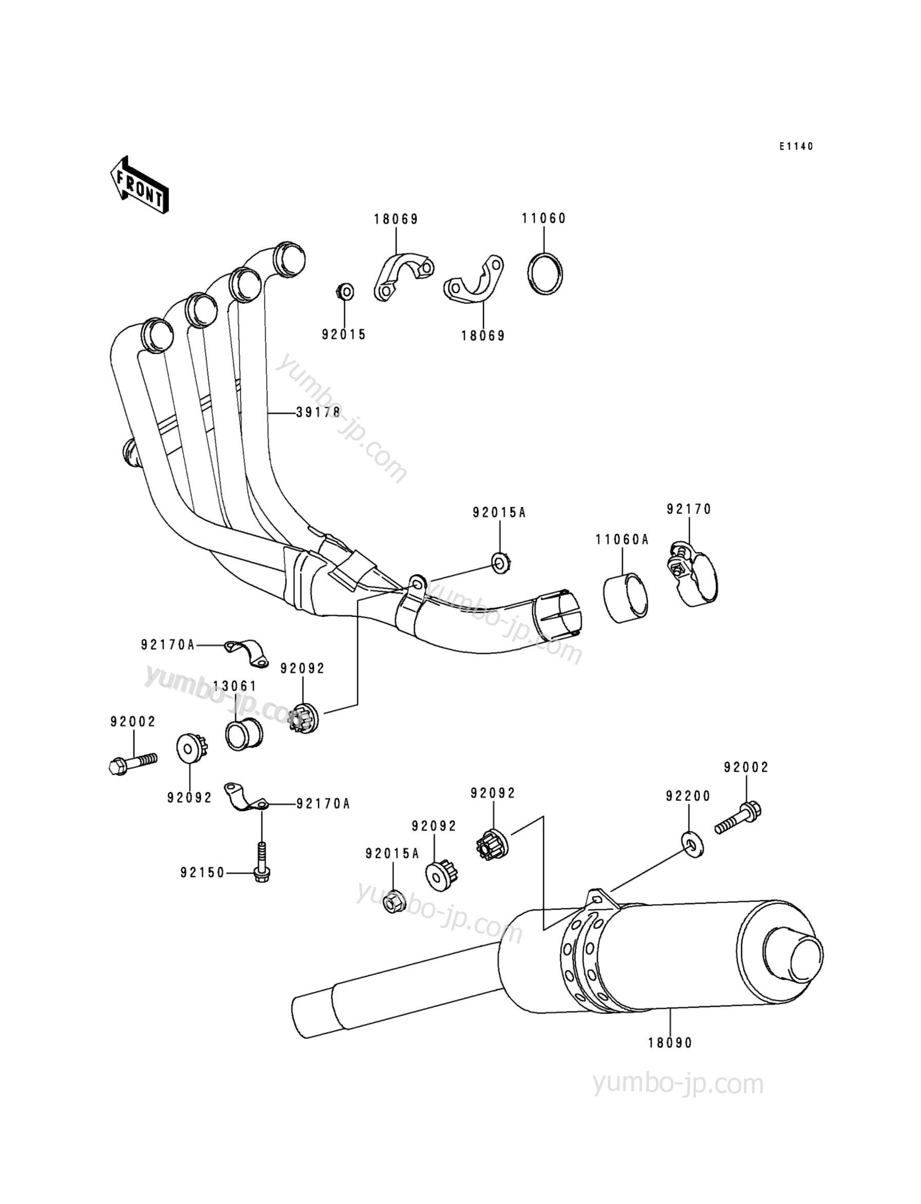 Muffler(s) for motorcycles KAWASAKI NINJA ZX-9R (ZX900-B4) 1997 year