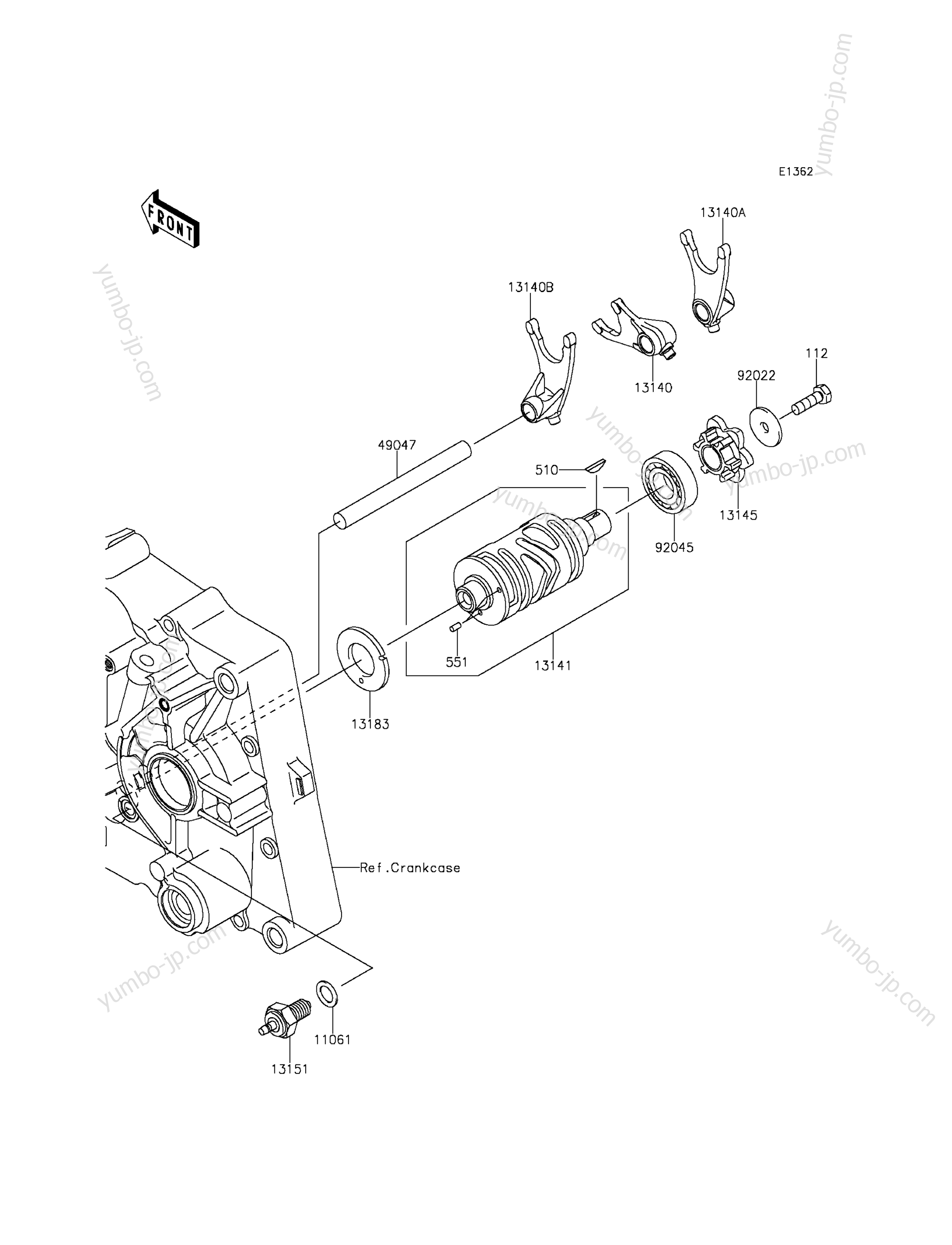 Gear Change Drum/Shift Fork(s) для мотоциклов KAWASAKI KLX140L (KLX140BHF) 2017 г.