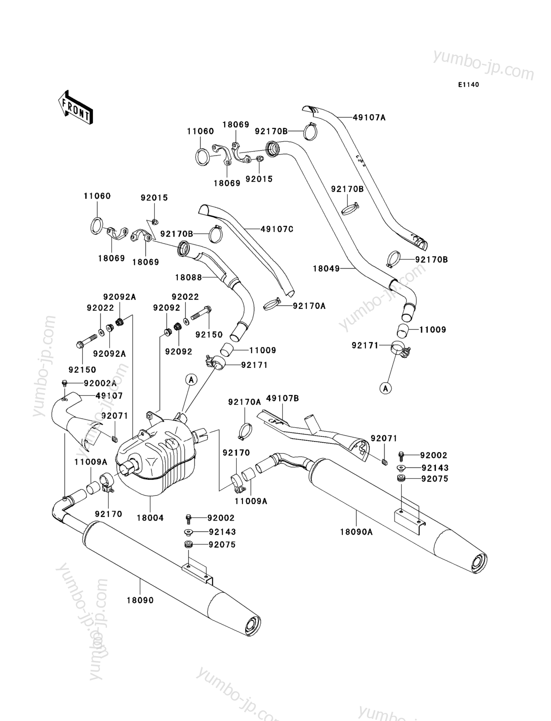 Muffler(s) для мотоциклов KAWASAKI VULCAN 1500 NOMAD FI (VN1500-L2) 2001 г.