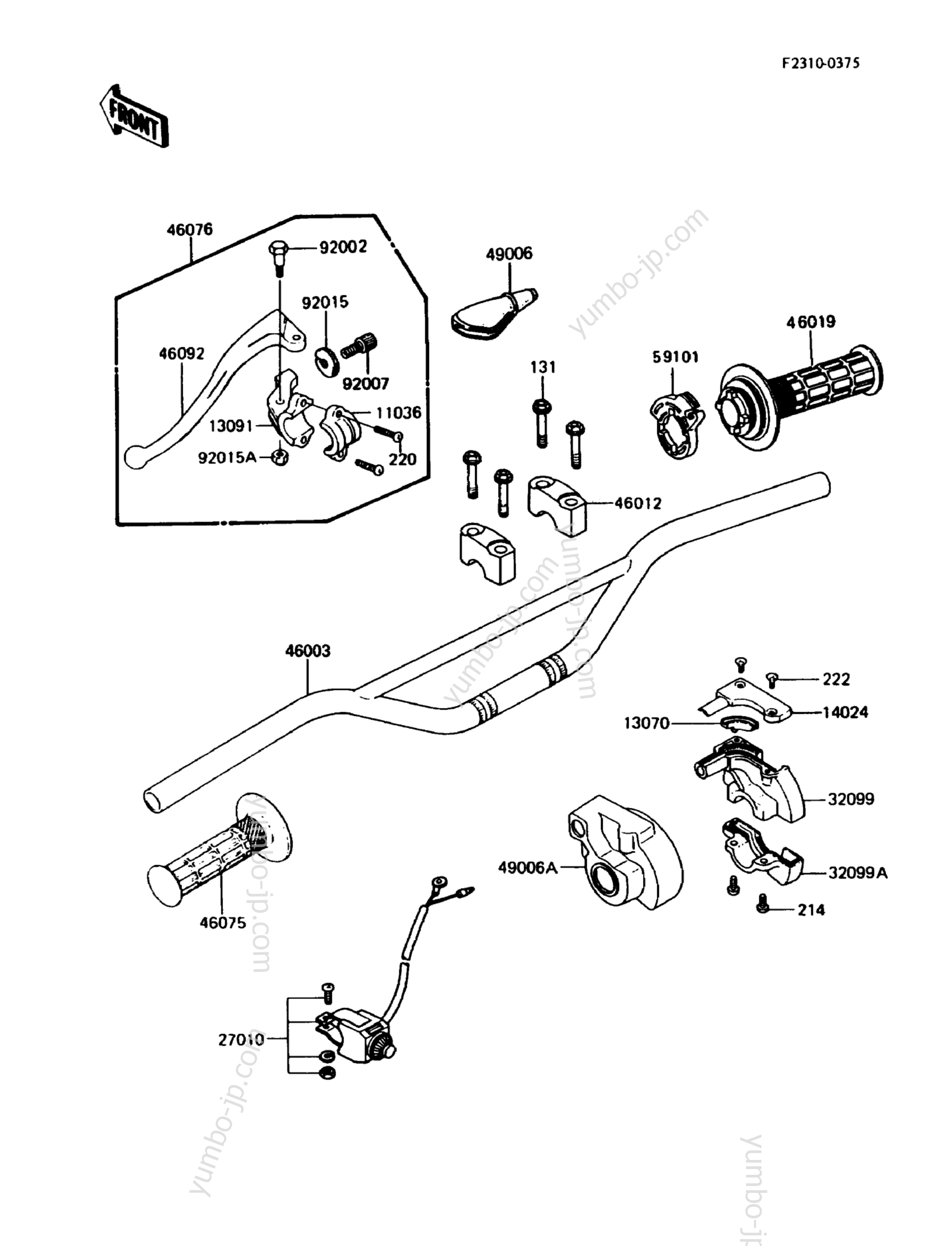 HANDLEBAR for motorcycles KAWASAKI KX80 (KX80-N1) 1988 year