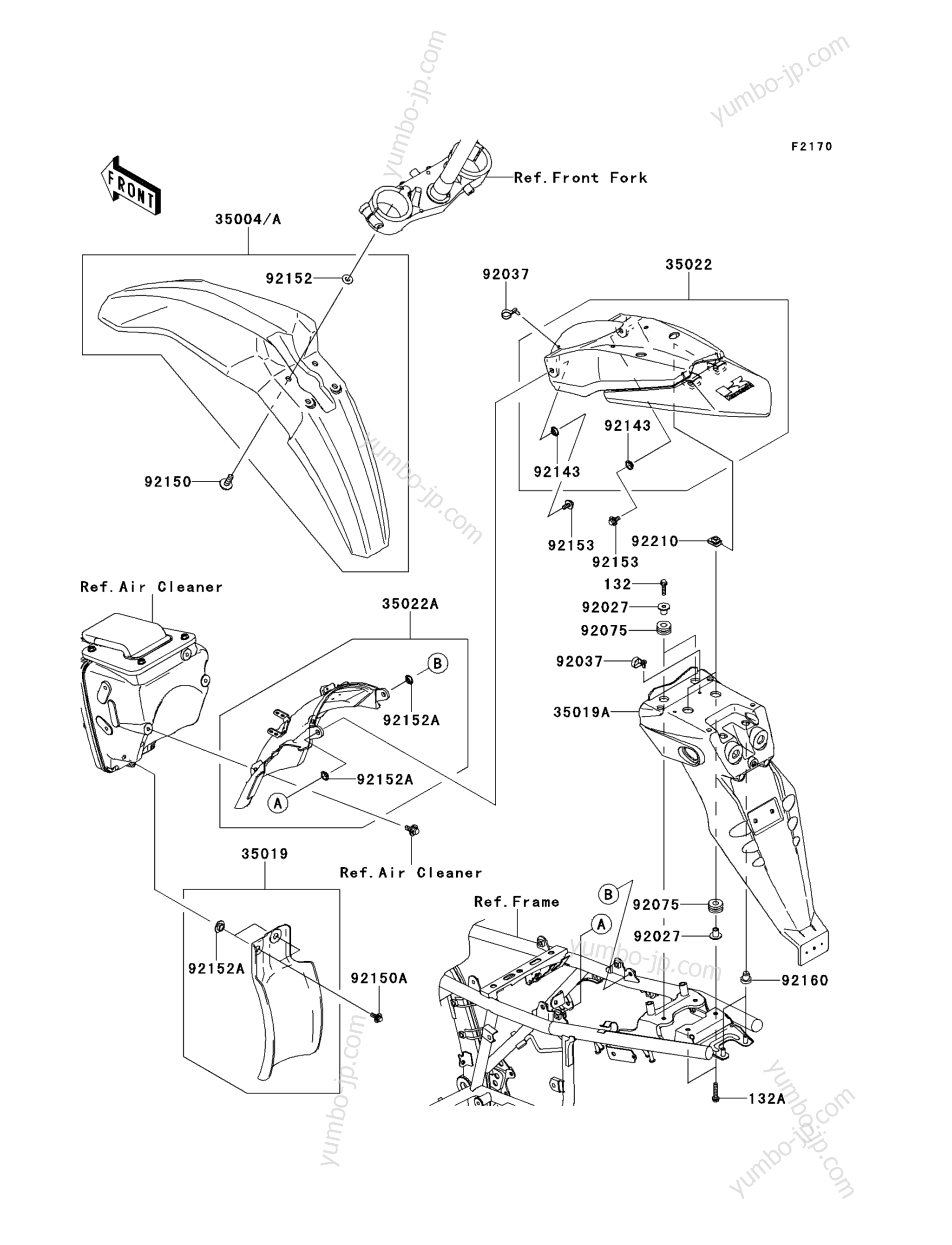 Fenders for motorcycles KAWASAKI KLX250S (KLX250TEF) 2014 year