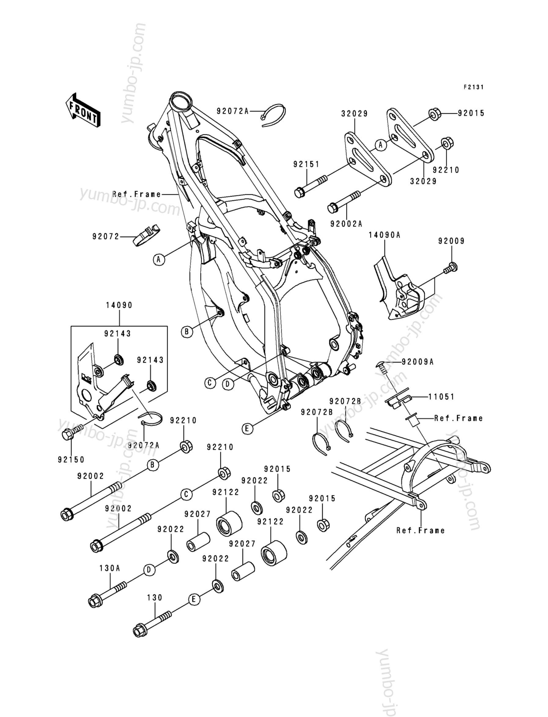 Frame Fittings для мотоциклов KAWASAKI KX125 (KX125-L1) 1999 г.