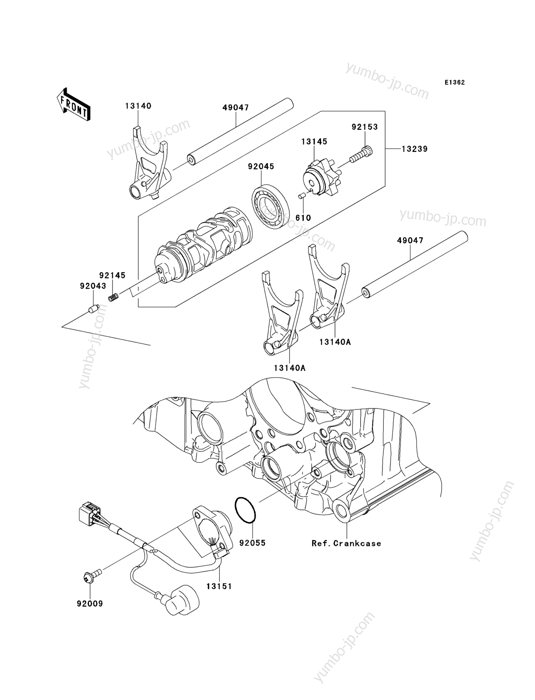 Gear Change Drum/Shift Fork(s) для мотоциклов KAWASAKI CONCOURS 14 ABS (ZG1400CDF) 2013 г.