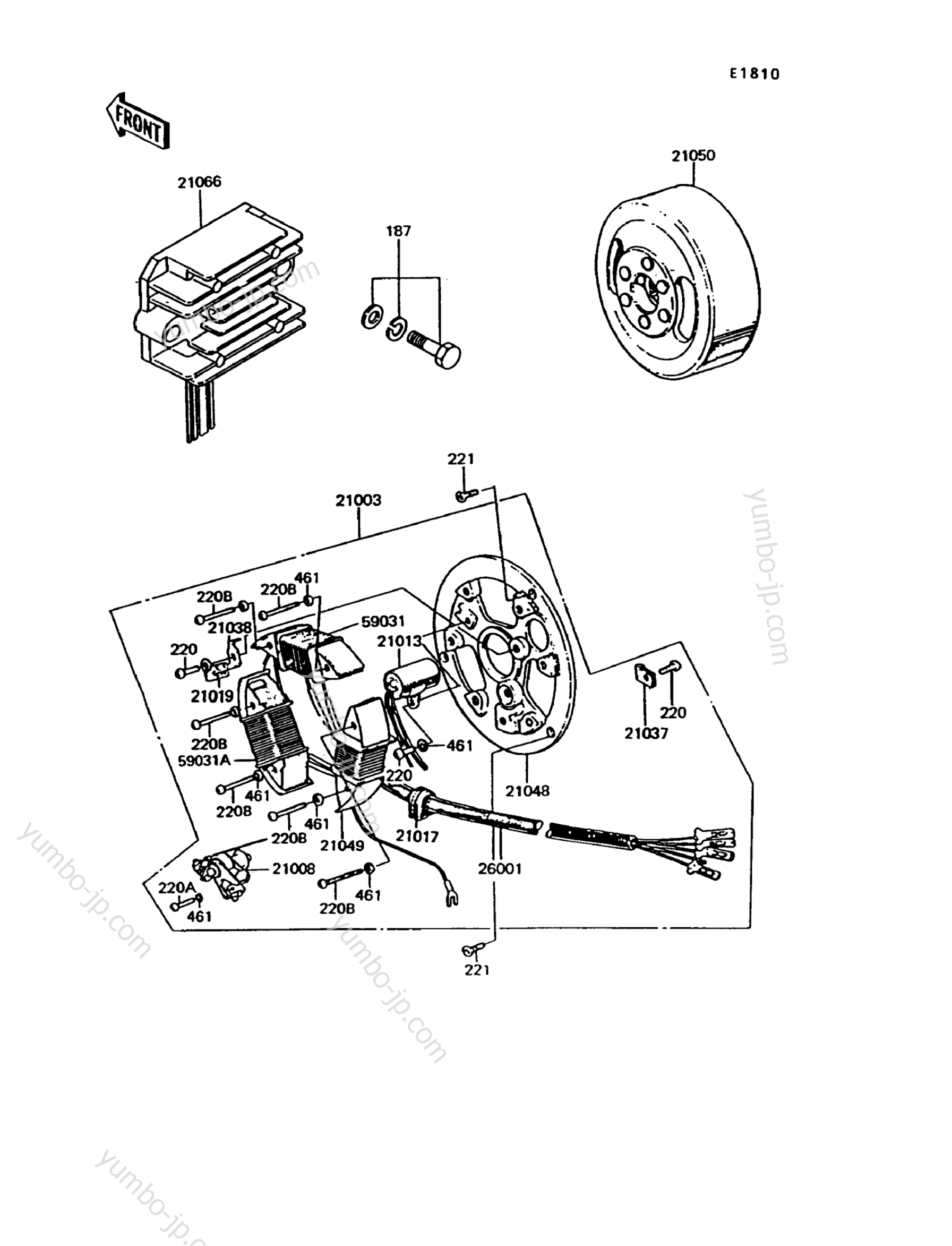 Generator(KE100-B11/B12/B13/B14) for motorcycles KAWASAKI KE100 (KE100-B14) 1995 year