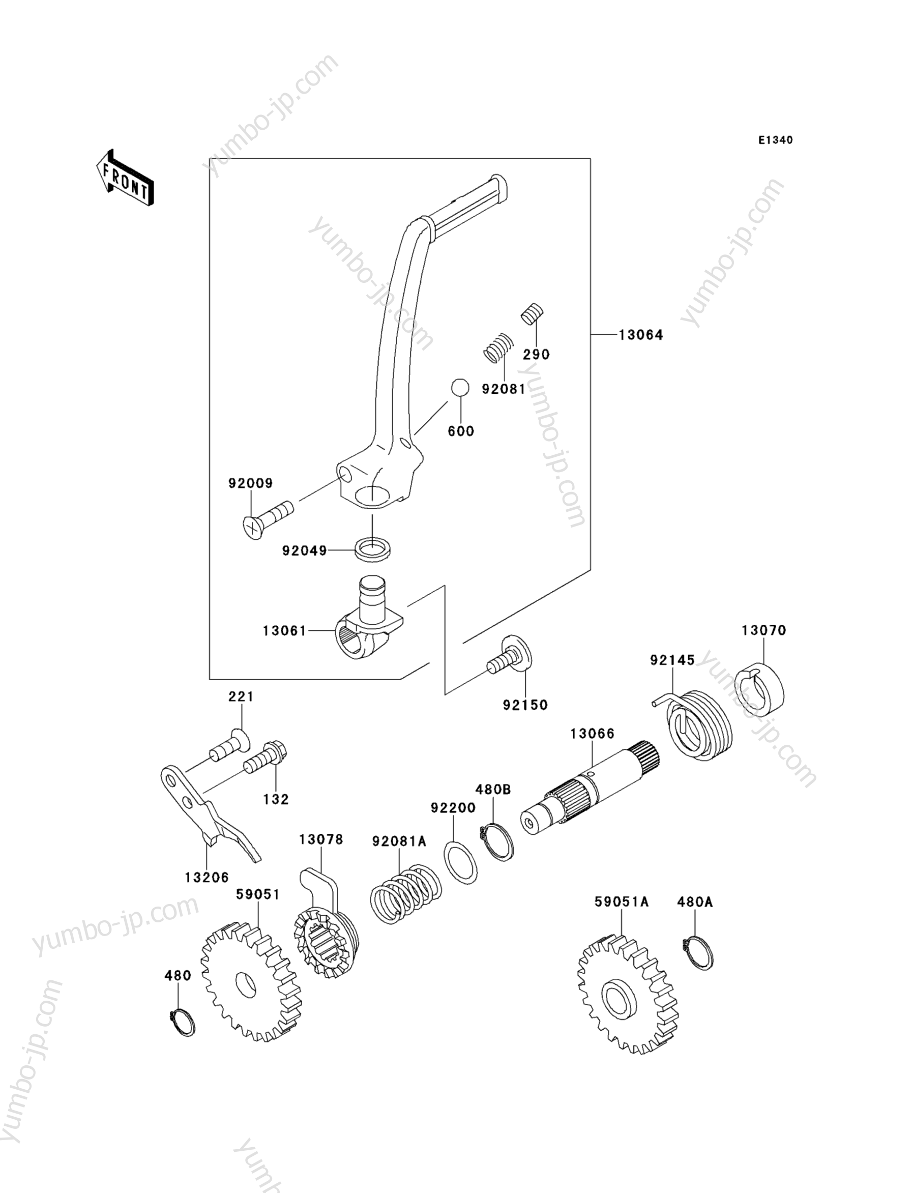 KICKSTARTER MECHANISM для мотоциклов KAWASAKI KX85 (KX85ADF) 2013 г.