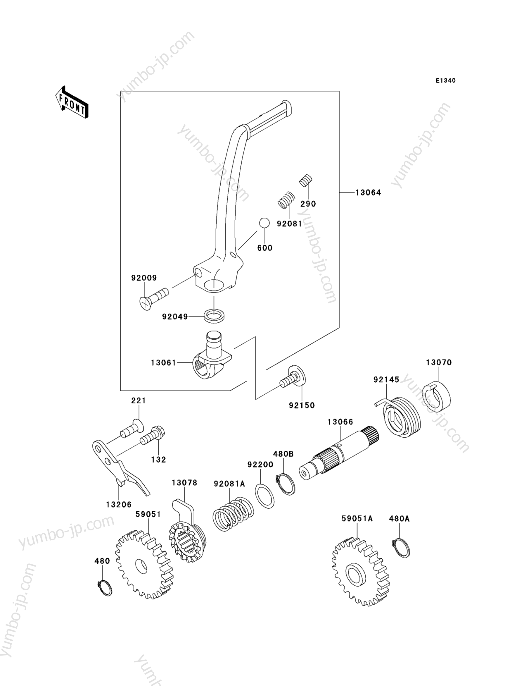 KICKSTARTER MECHANISM for motorcycles KAWASAKI KX85 (KX85ACF) 2012 year