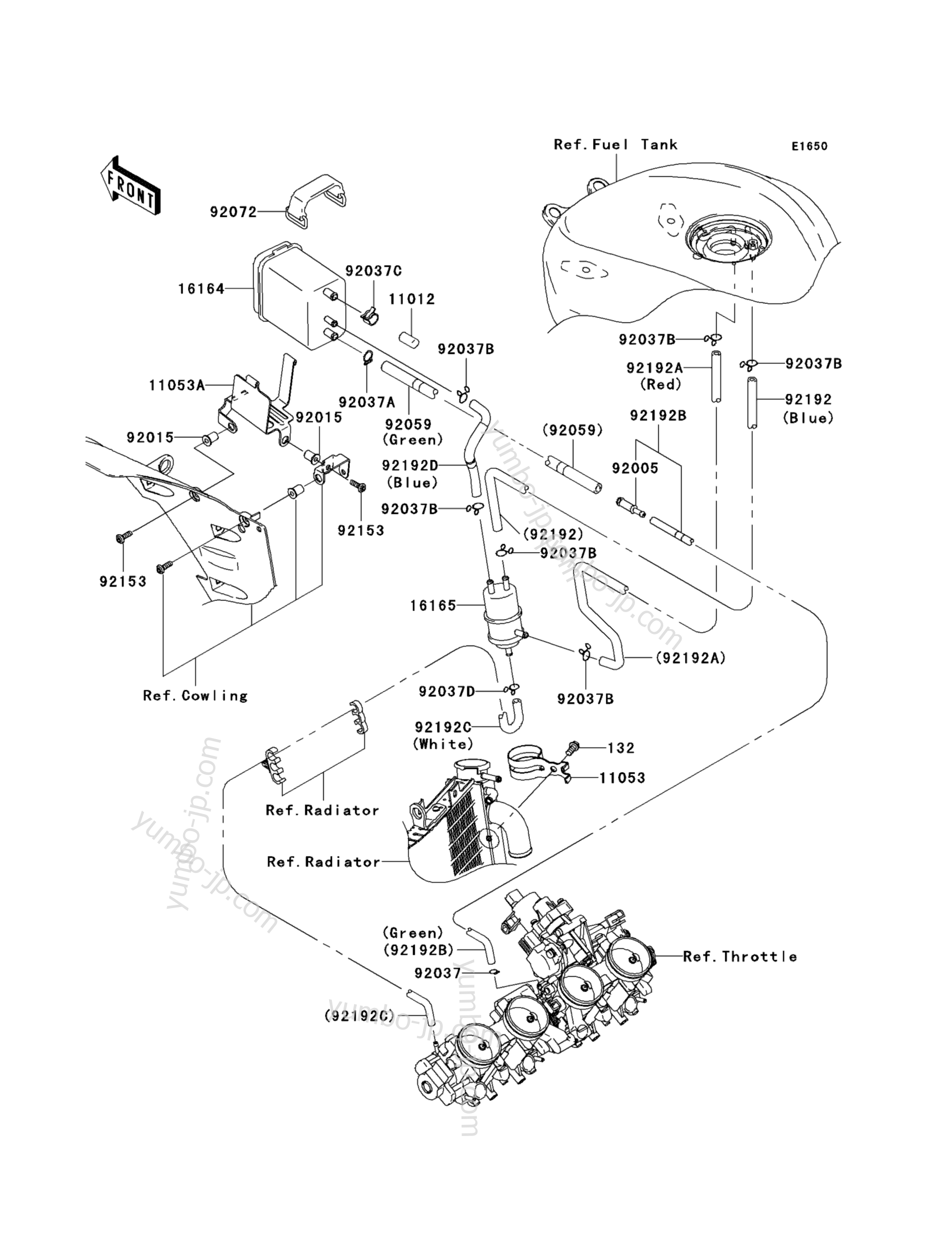 Fuel Evaporative System(CA) for motorcycles KAWASAKI NINJA ZX-10R (ZX1000-C1) 2004 year