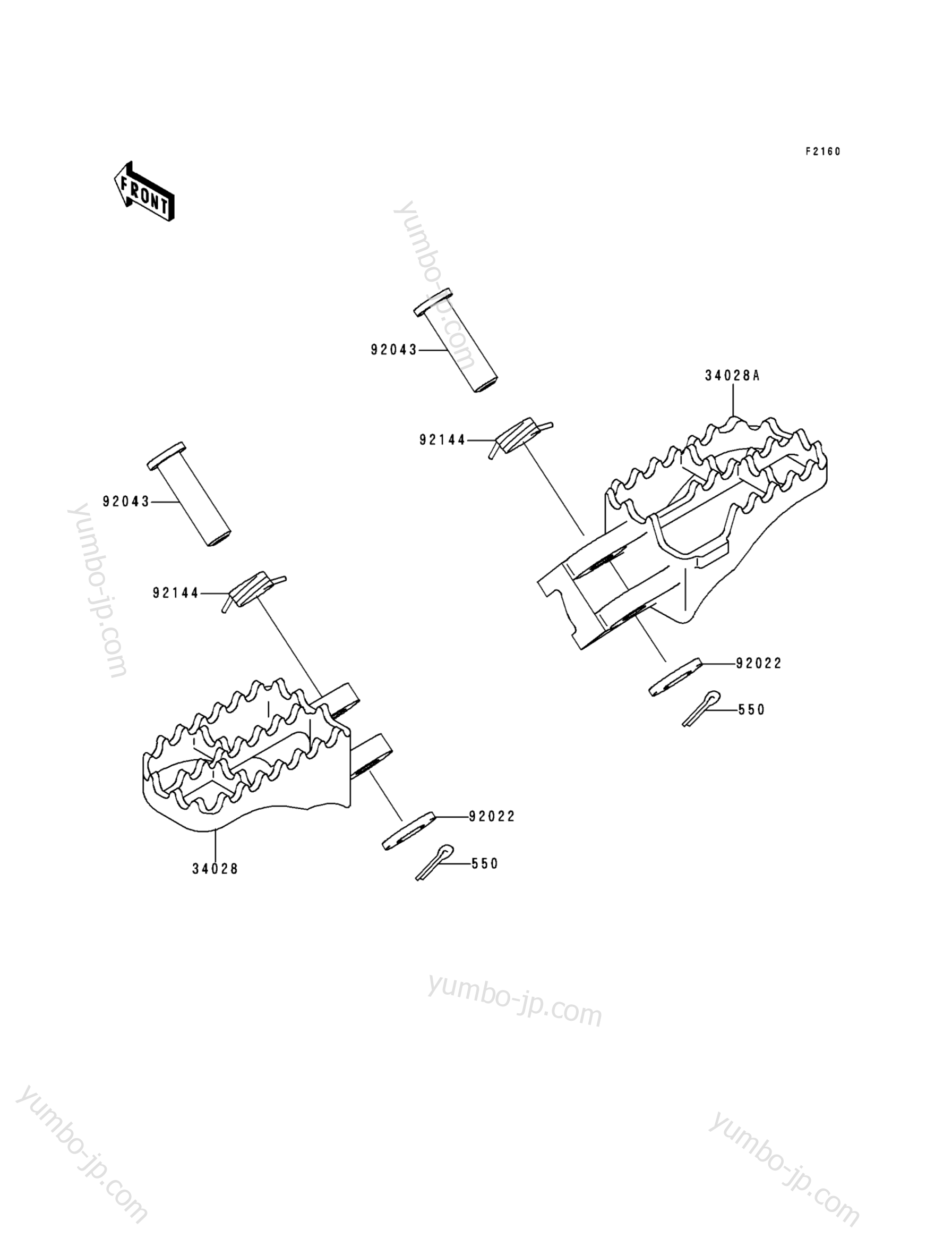 FOOTRESTS для мотоциклов KAWASAKI KX125 (KX125-K5) 1998 г.