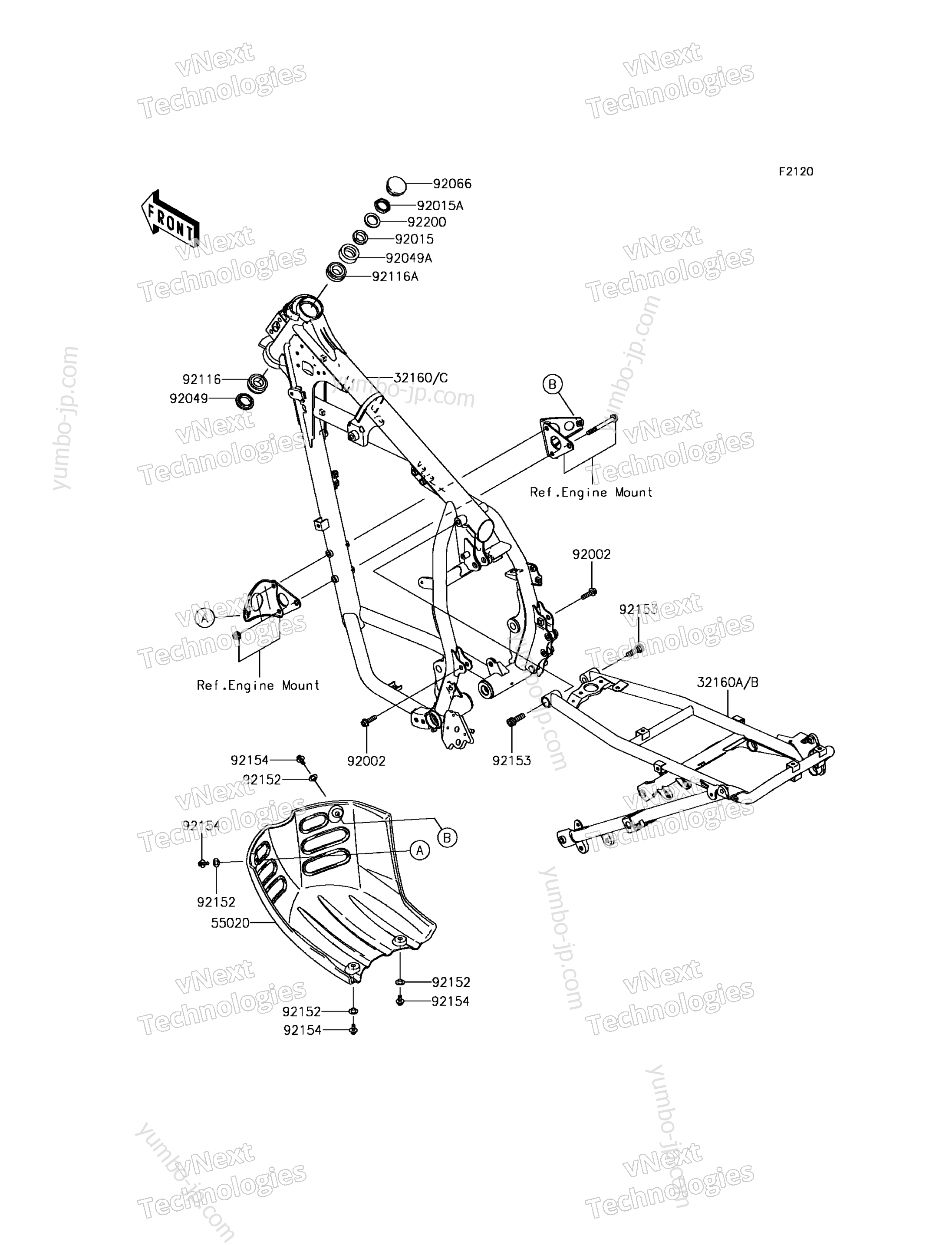 FRAME for motorcycles KAWASAKI KLR650 (KL650EGF) 2016 year