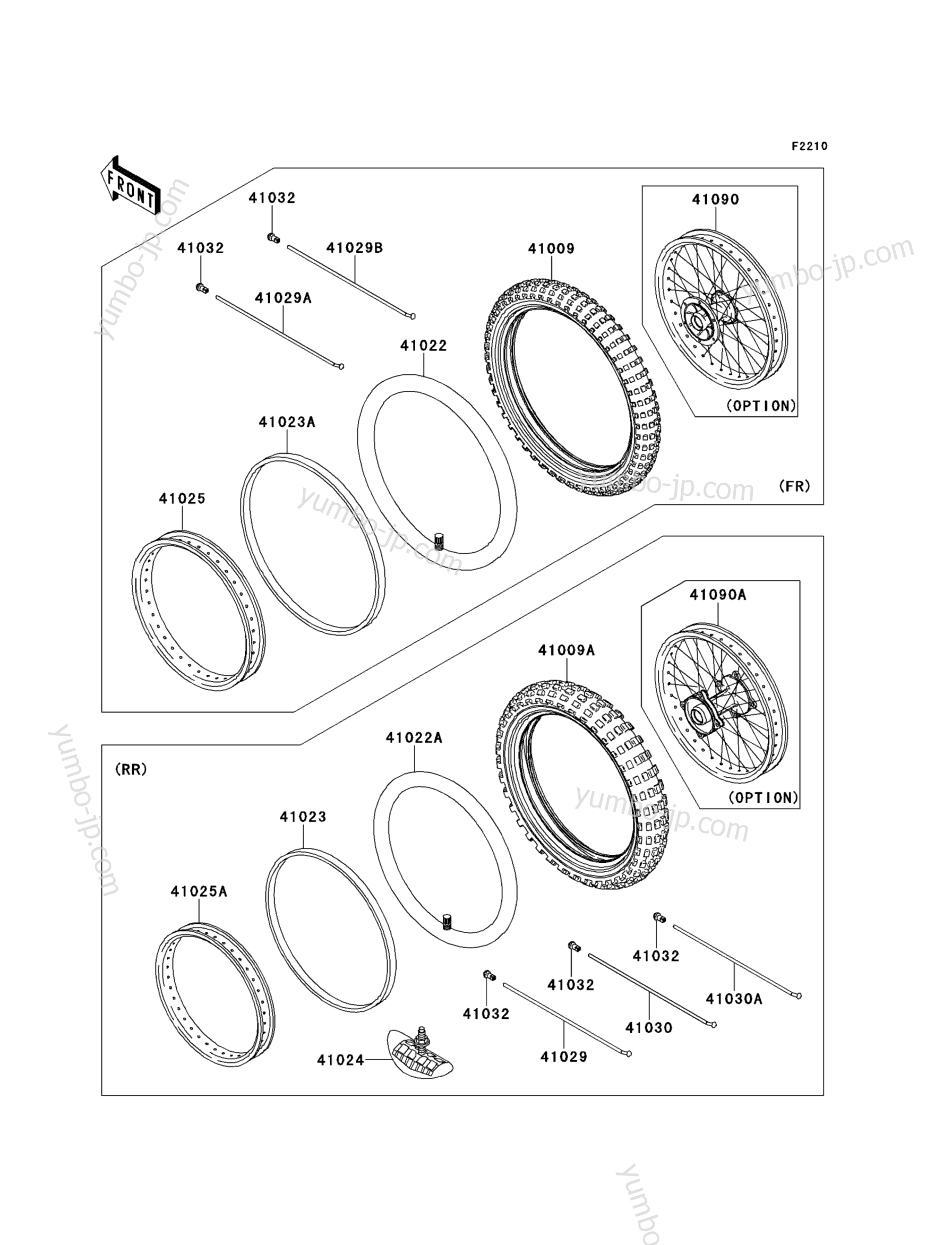 WHEELS/TIRES для мотоциклов KAWASAKI KX85 (KX85ADF) 2013 г.