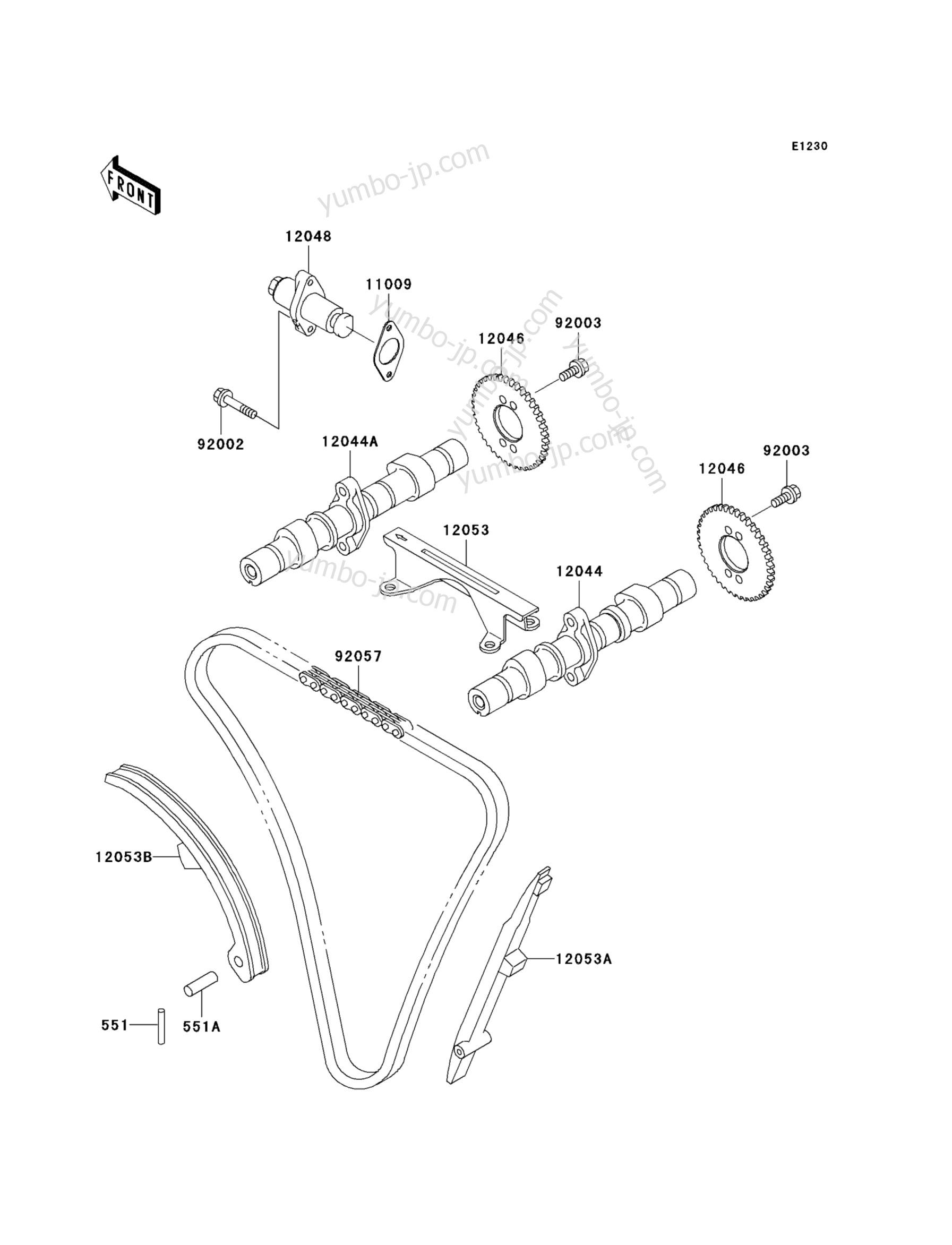 Camshaft(s)/Tensioner для мотоциклов KAWASAKI NINJA 500 (EX500-D11) 2004 г.