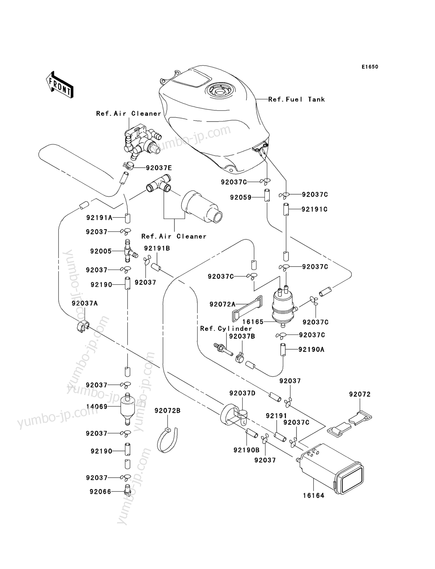 FUEL EVAPORATIVE SYSTEM для мотоциклов KAWASAKI NINJA ZX-7R (ZX750-P4) 1999 г.