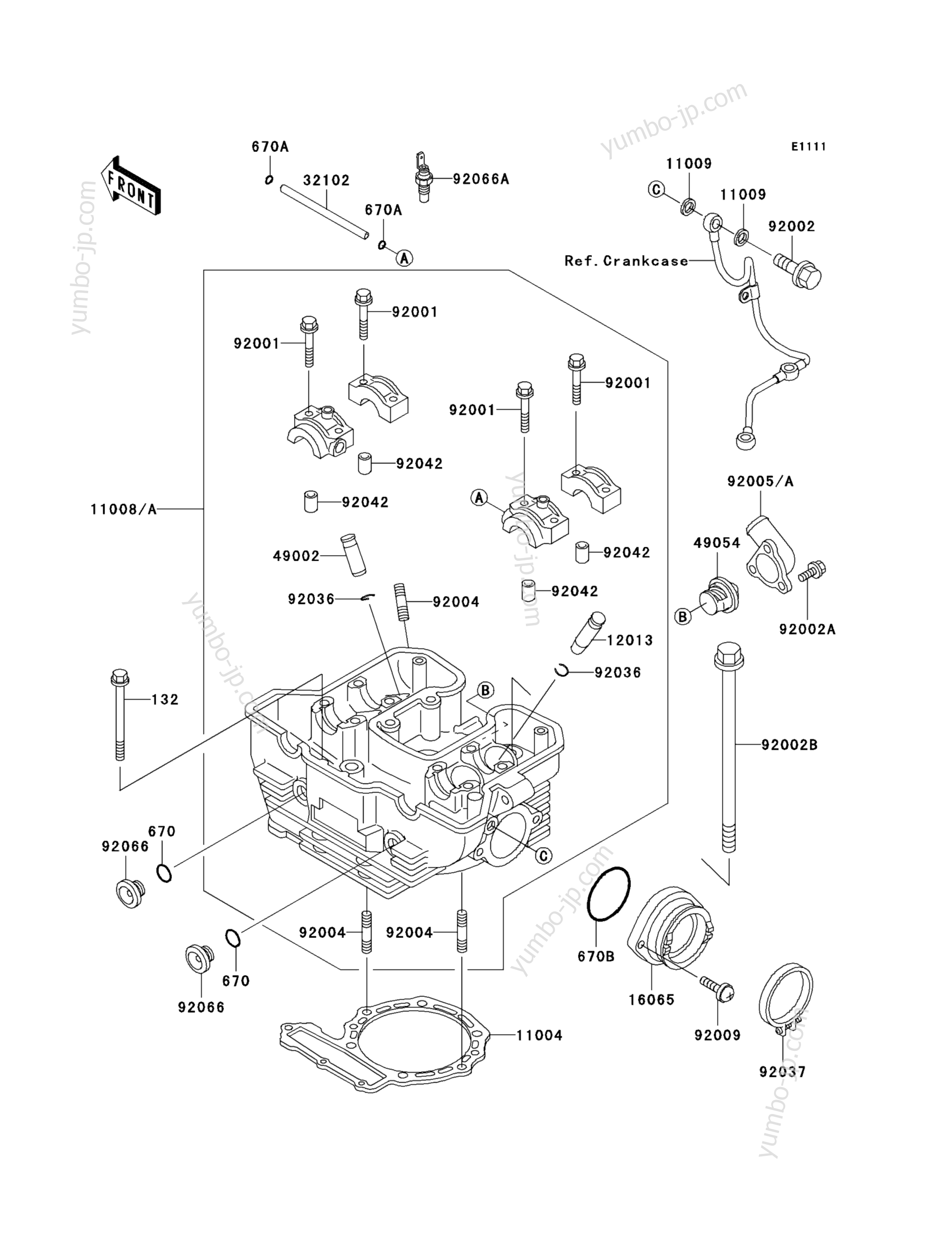 CYLINDER HEAD for motorcycles KAWASAKI KLR650 (KL650-A10) 1996 year