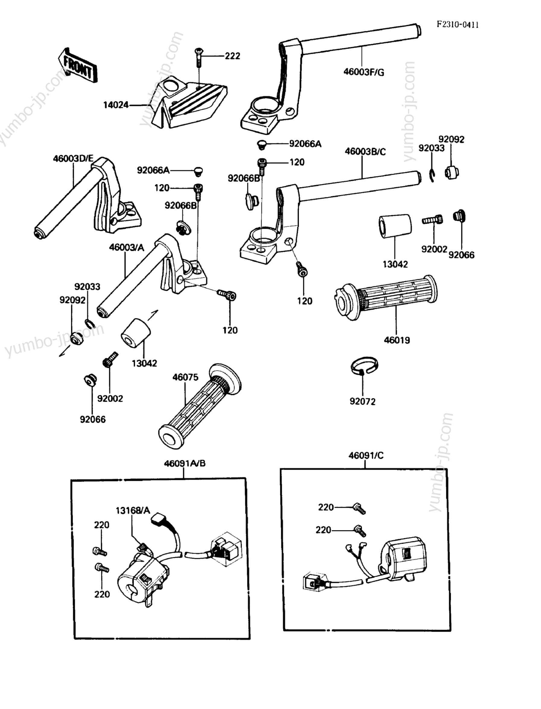 Румпель (рукоятка управления) для мотоциклов KAWASAKI CONCOURS (ZG1000-A2) 1987 г.