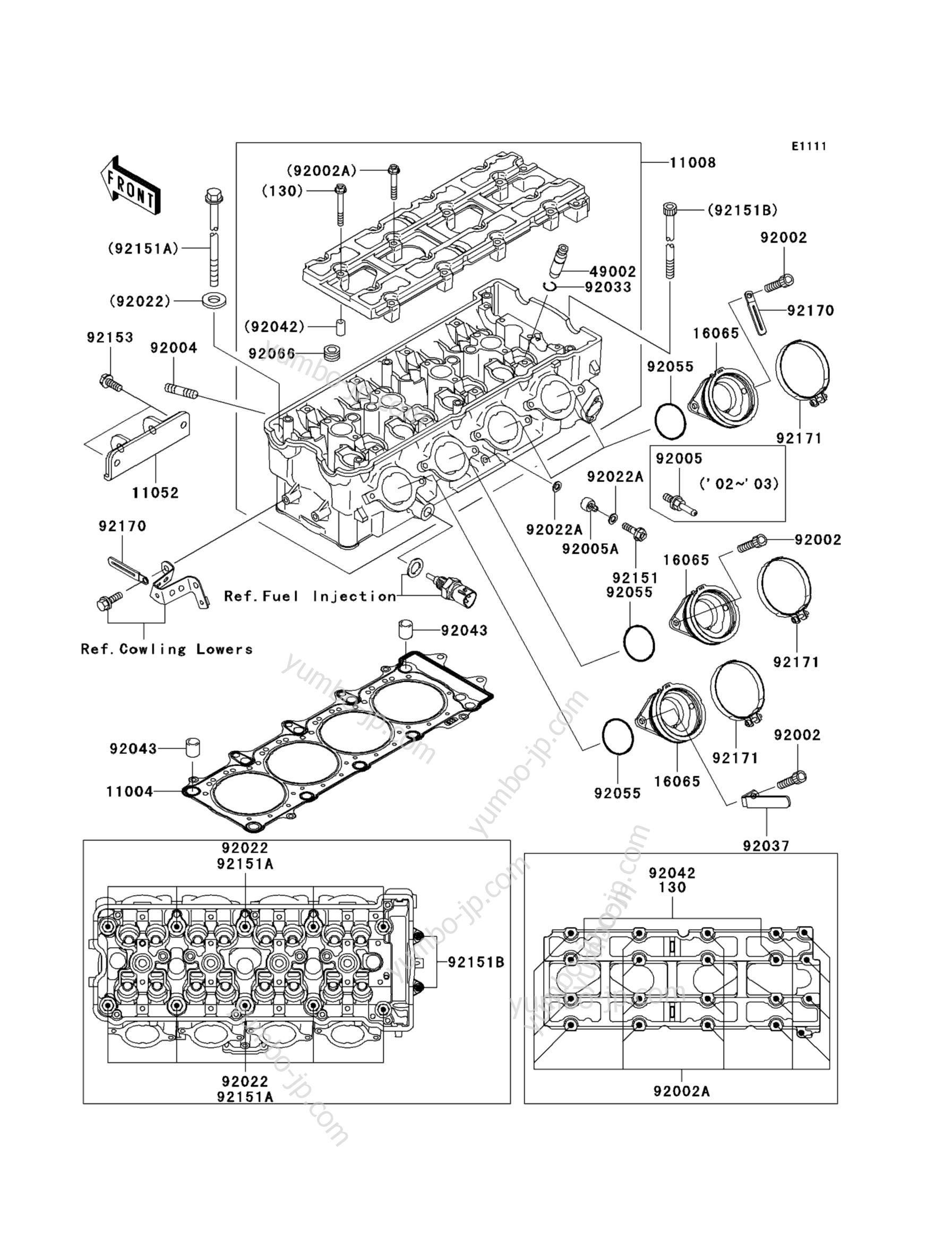 CYLINDER HEAD for motorcycles KAWASAKI NINJA ZX-12R (ZX1200-B3) 2004 year