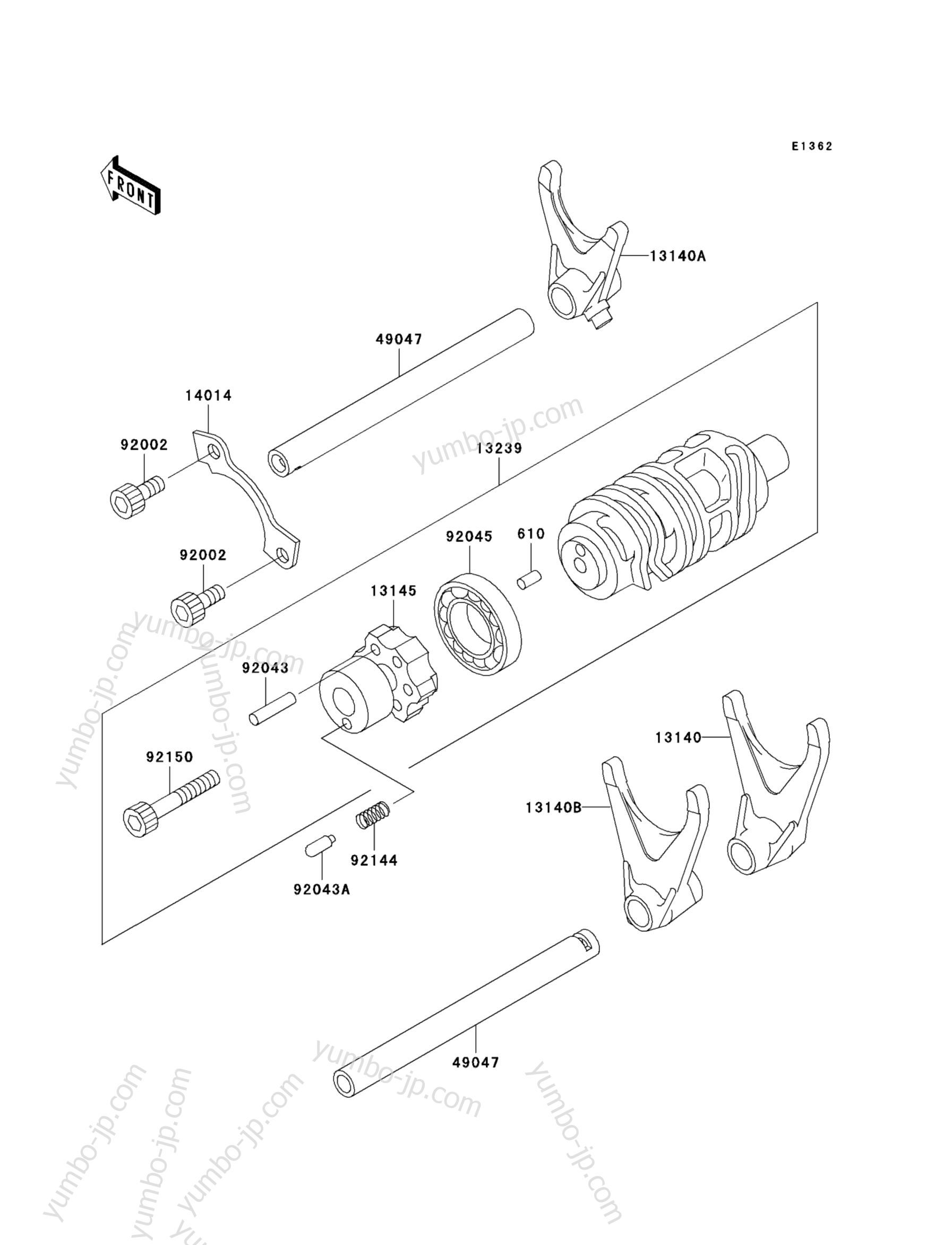 Gear Change Drum/Shift Fork(s) для мотоциклов KAWASAKI NINJA ZX-7R (ZX750-P1) 1996 г.