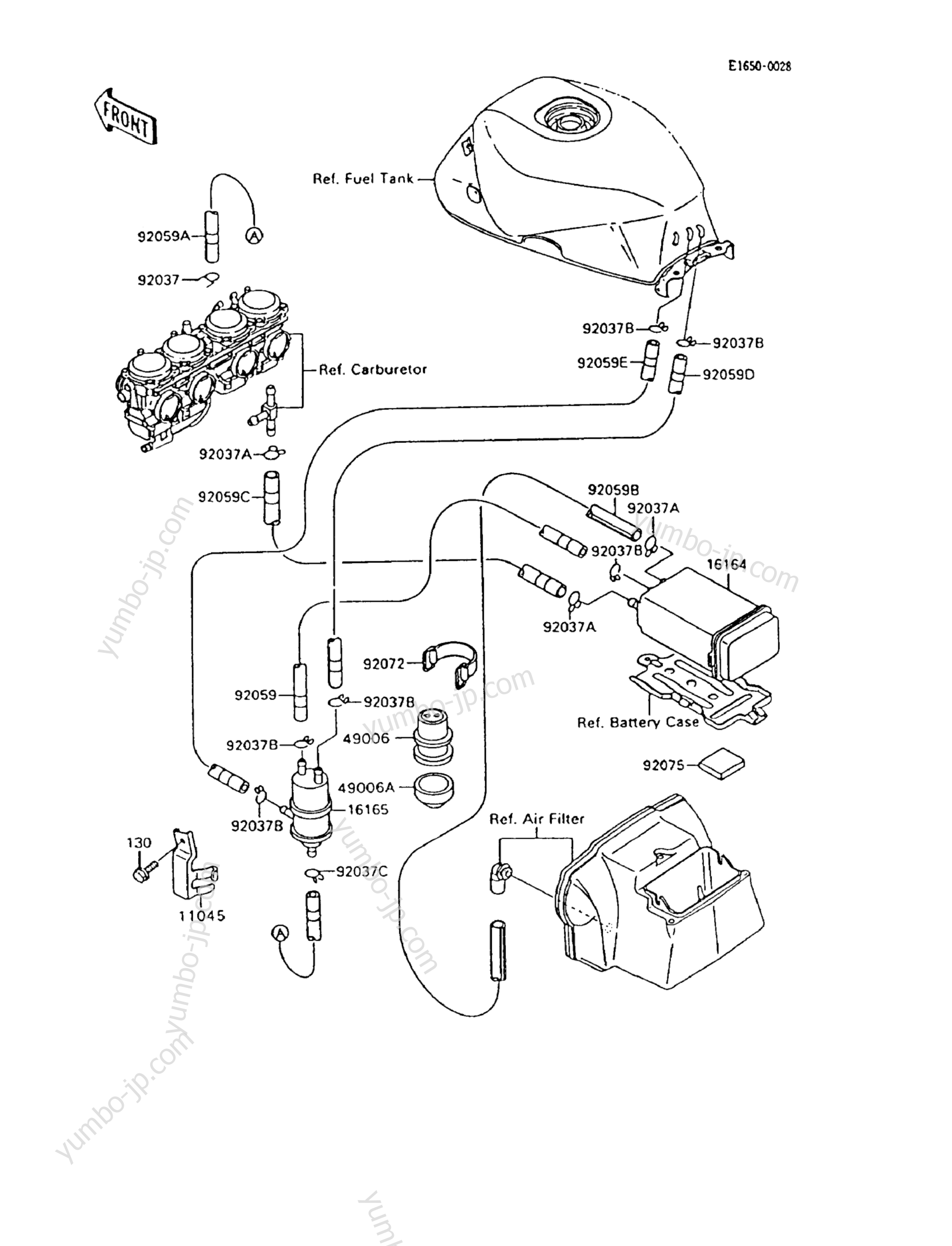 FUEL EVAPORATIVE SYSTEM для мотоциклов KAWASAKI NINJA 600R (ZX600-C9) 1996 г.