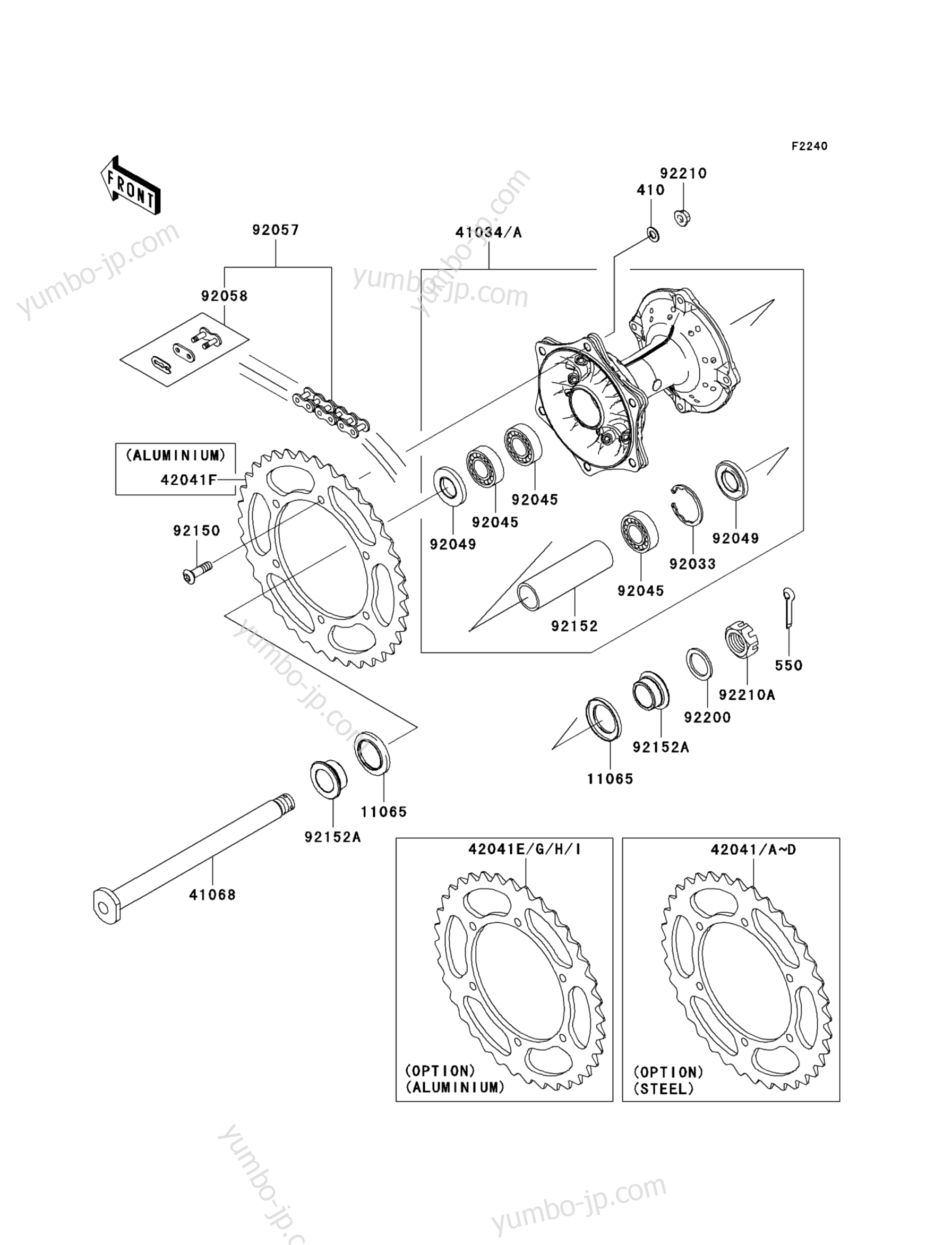 REAR HUB for motorcycles KAWASAKI KX250F (KX250W9F) 2009 year