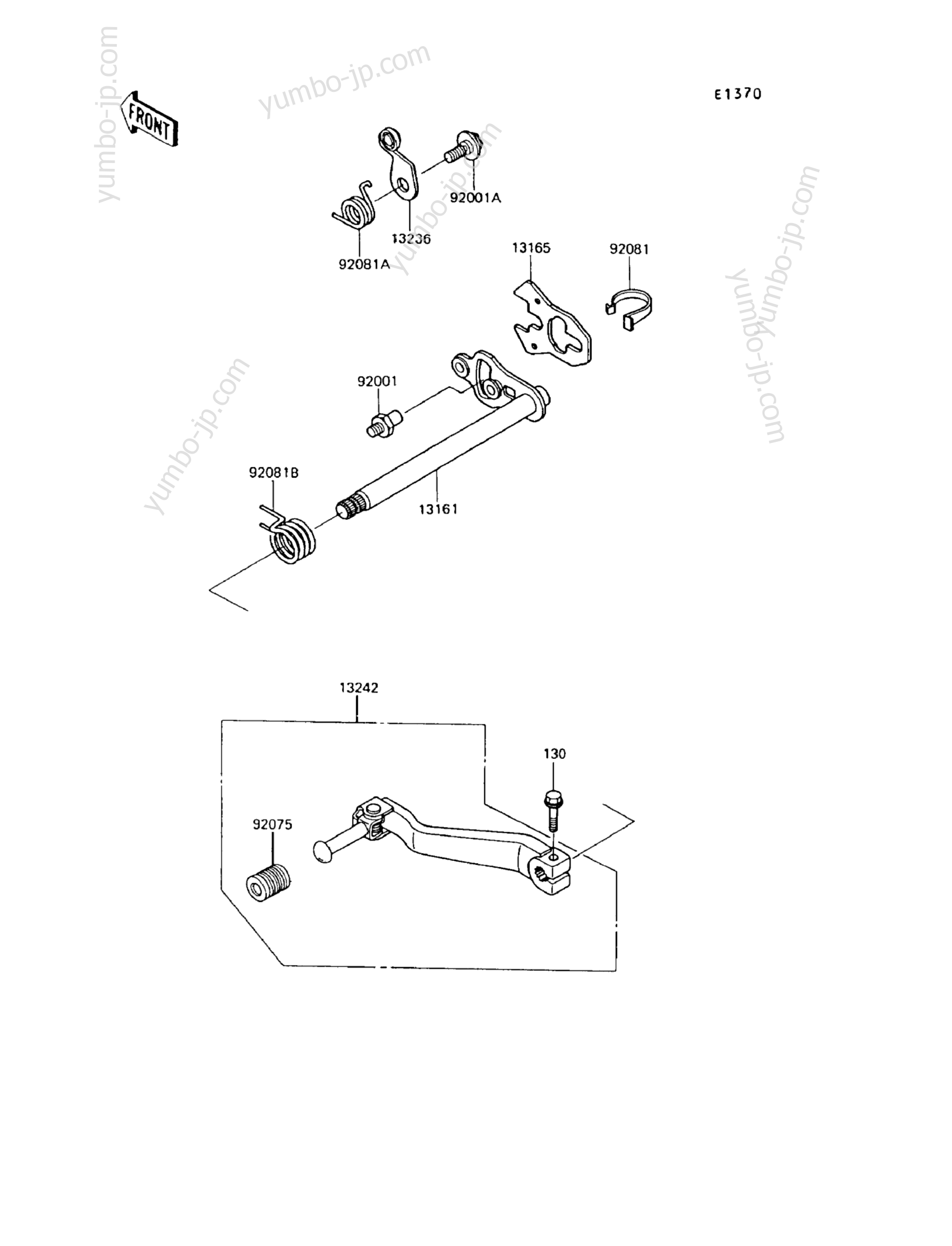 GEAR CHANGE MECHANISM for motorcycles KAWASAKI KLR650 (KL650-A7) 1993 year