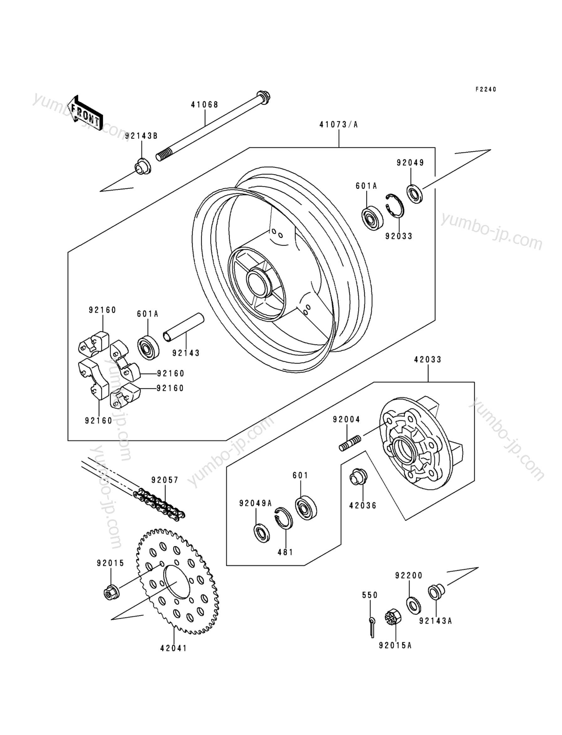 REAR WHEEL/CHAIN for motorcycles KAWASAKI NINJA ZX-9R (ZX900-B4) 1997 year