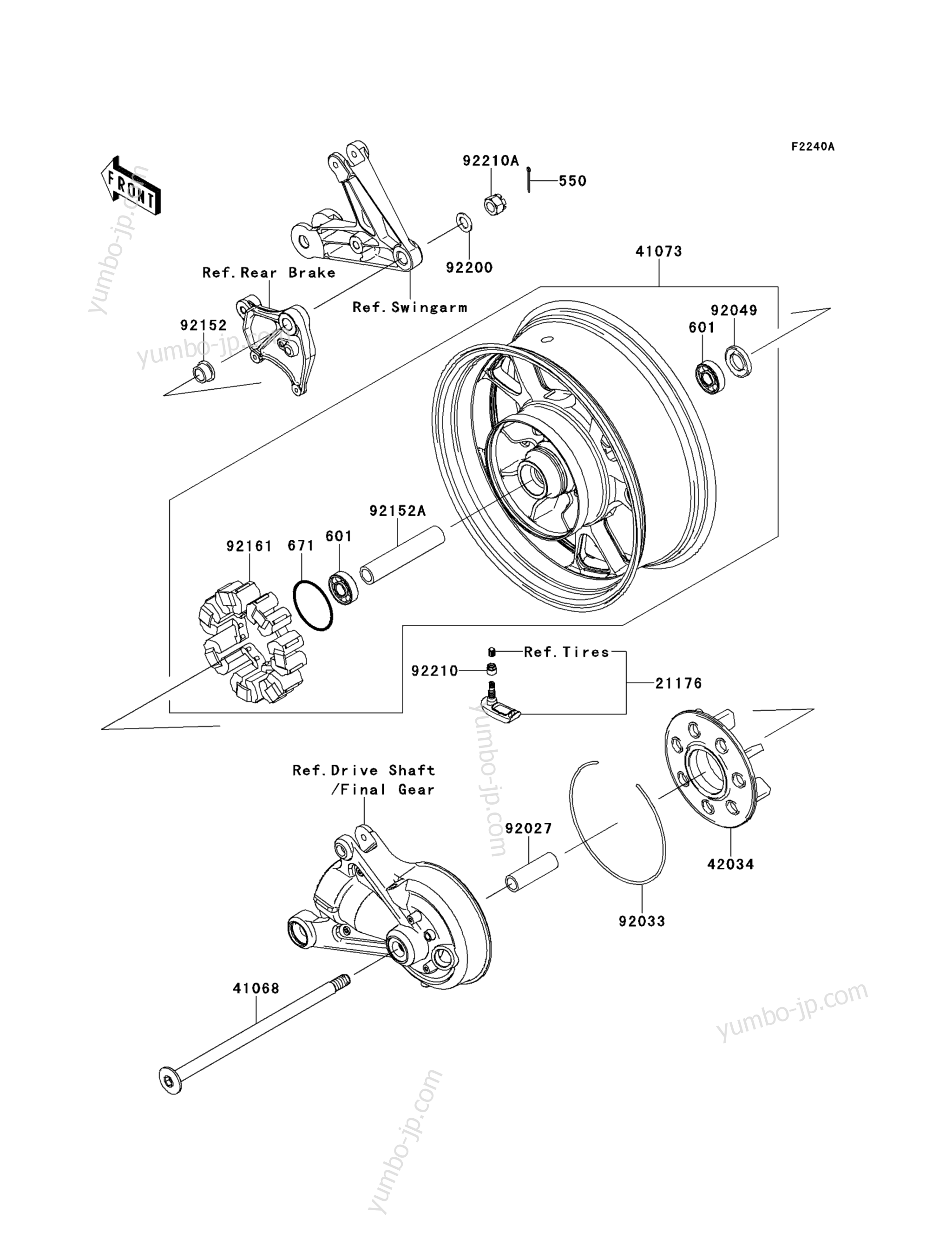 Rear Wheel/Chain(CEF) for motorcycles KAWASAKI CONCOURS 14 ABS (ZG1400CEF) 2014 year