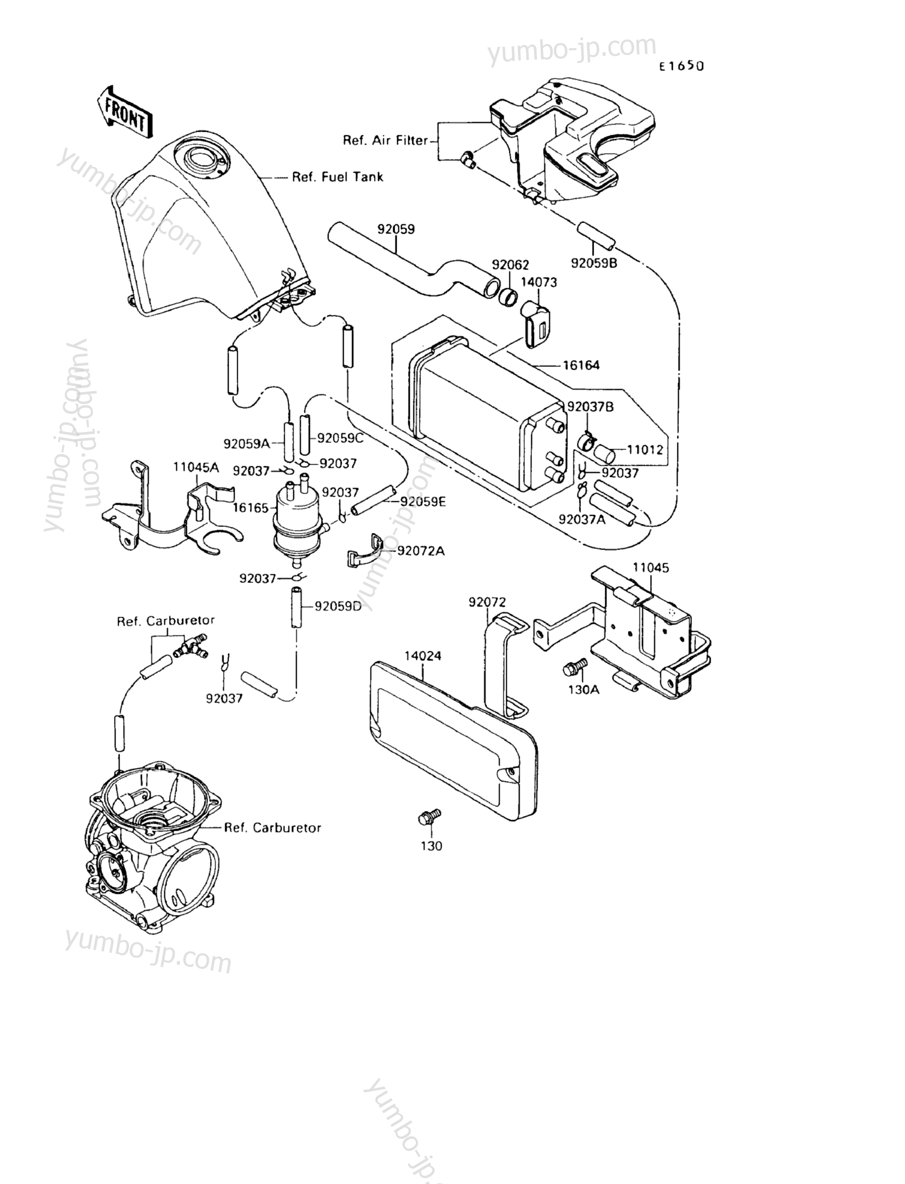 FUEL EVAPORATIVE SYSTEM для мотоциклов KAWASAKI KLR650 (KL650-A9) 1995 г.