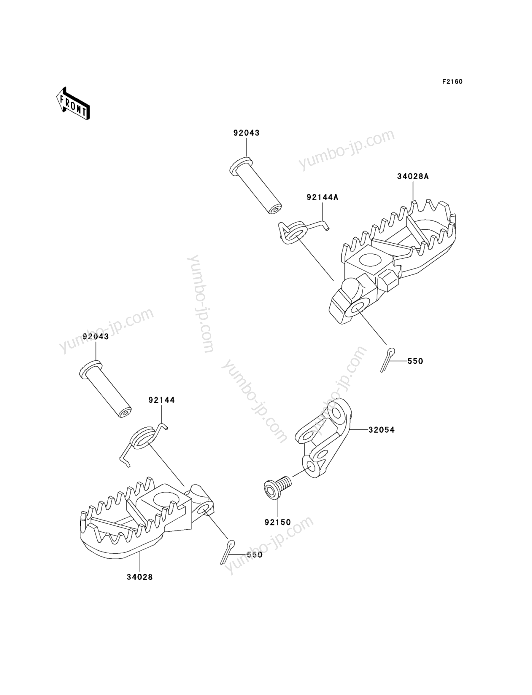 FOOTRESTS for motorcycles KAWASAKI KX500 (KX500-E11) 1999 year