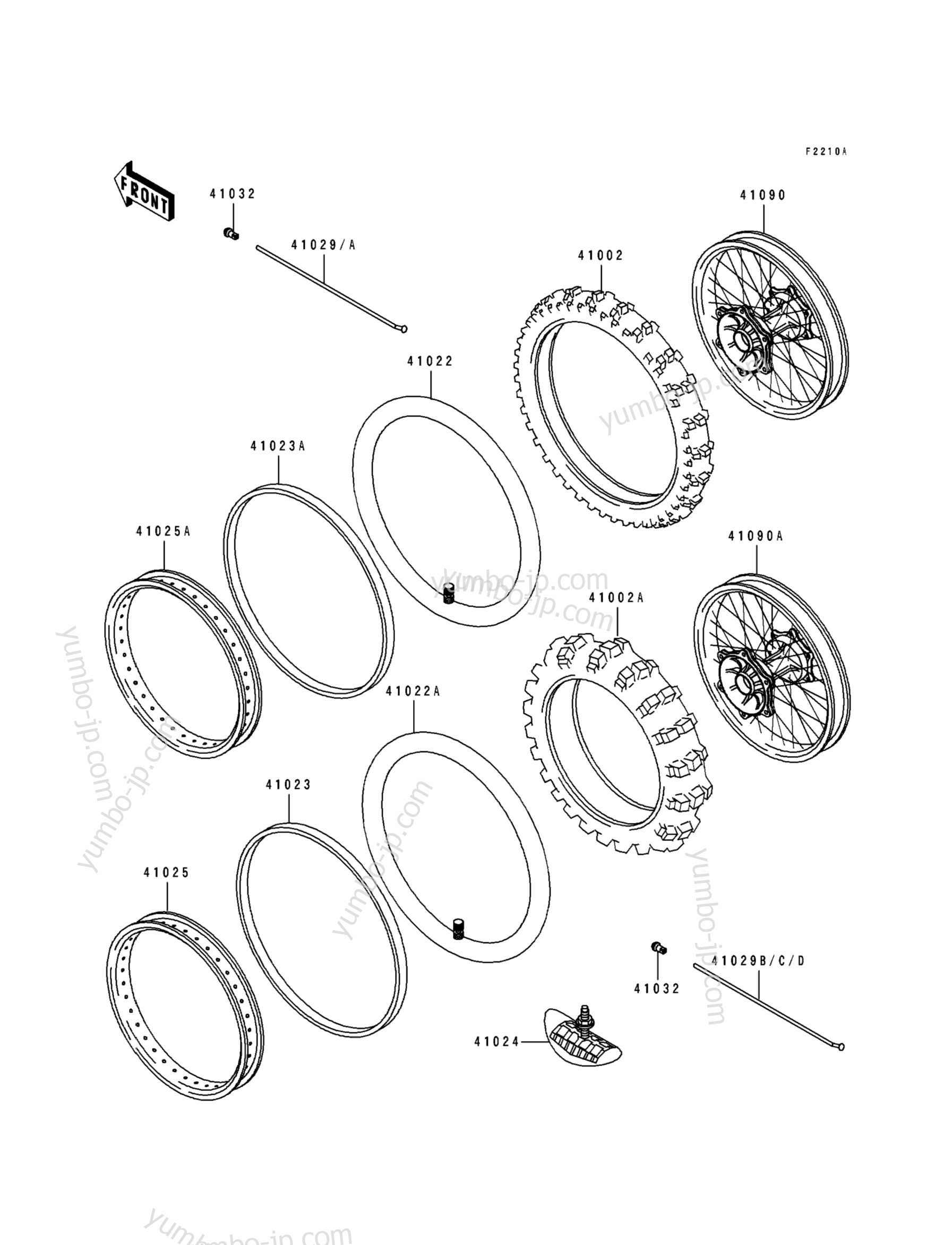 Wheels/Tires(KX80-T4) for motorcycles KAWASAKI KX80 (KX80-T4) 1994 year