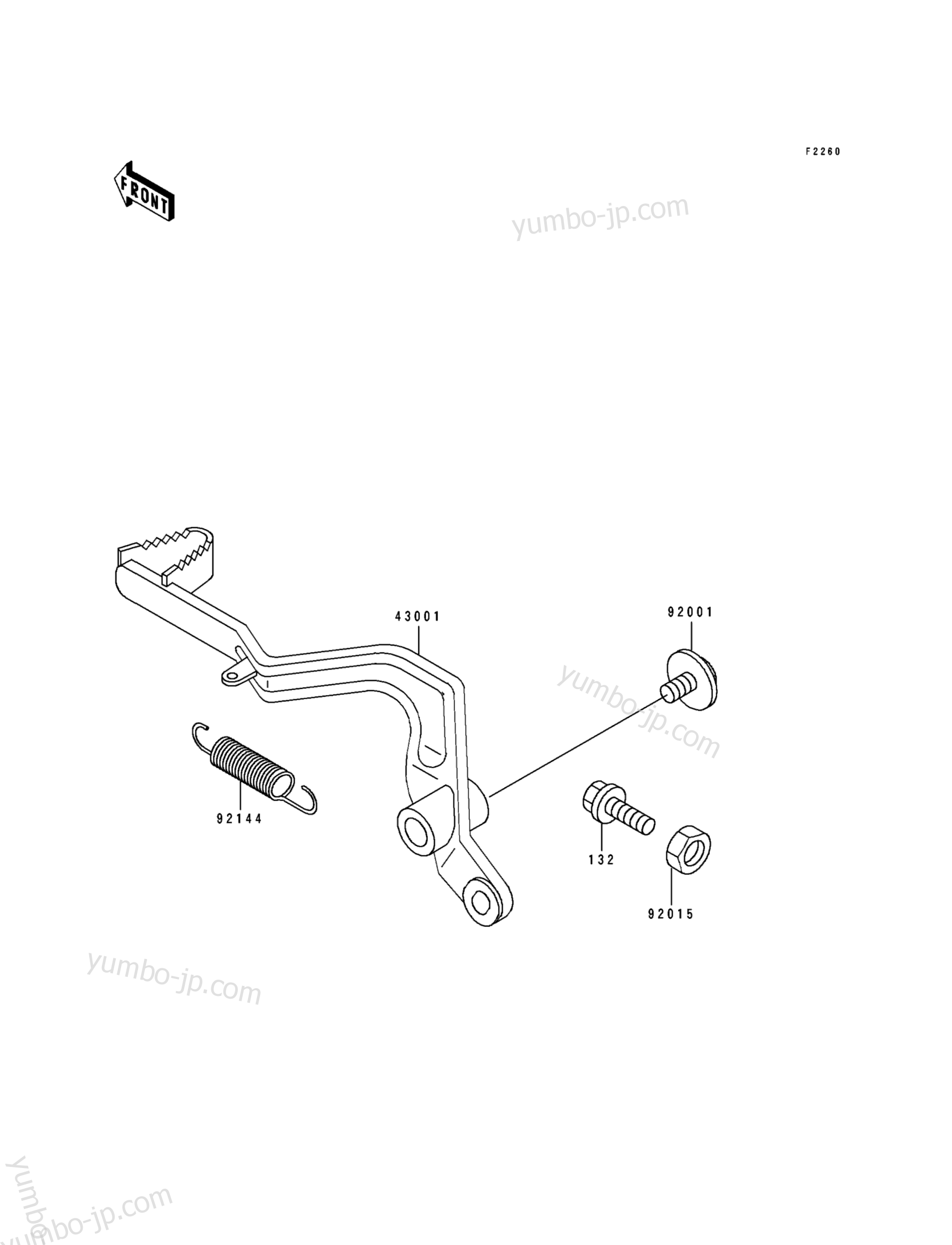 BRAKE PEDAL для мотоциклов KAWASAKI KX80 (KX80-T1) 1991 г.