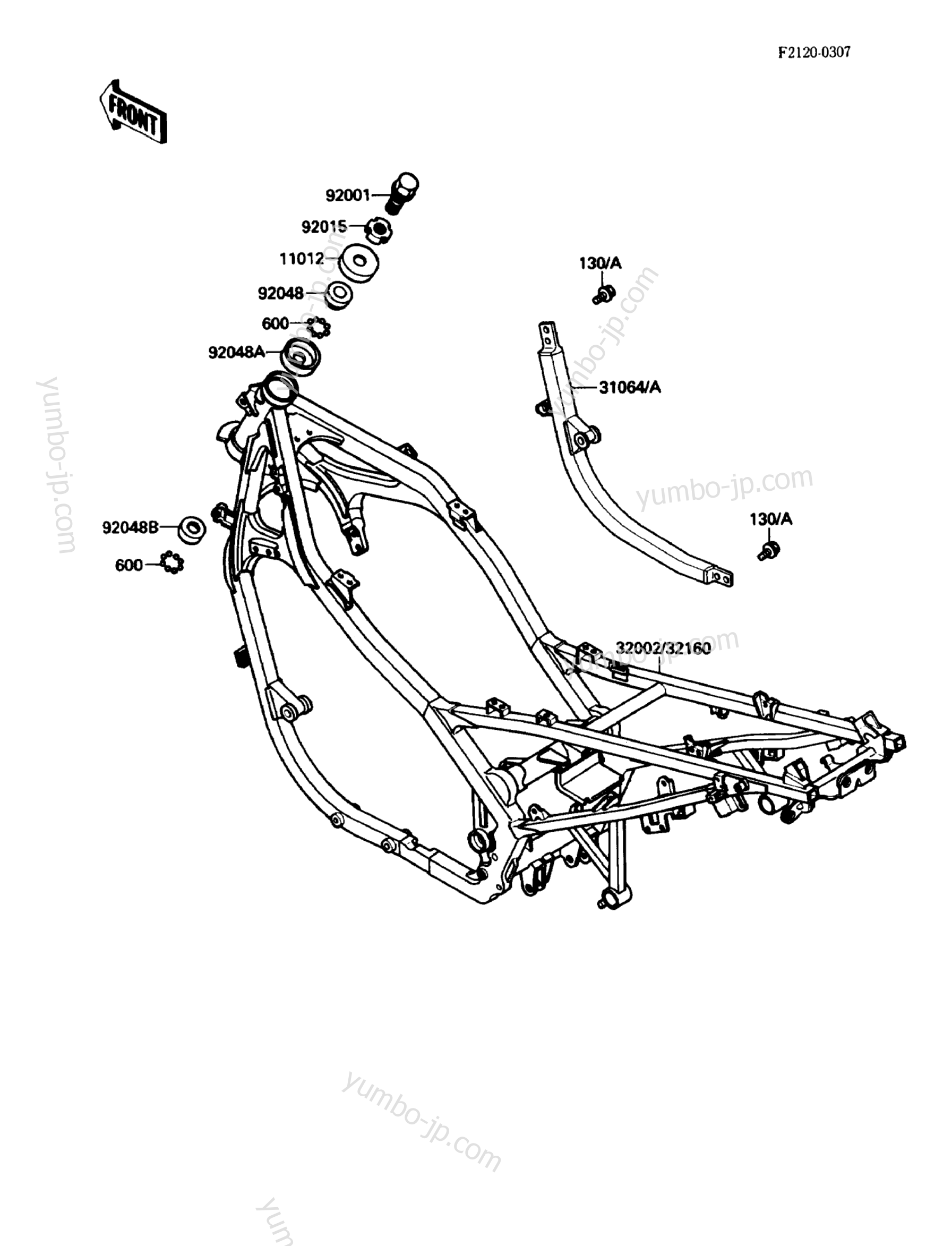 FRAME для мотоциклов KAWASAKI EX500 (EX500-A3) 1989 г.