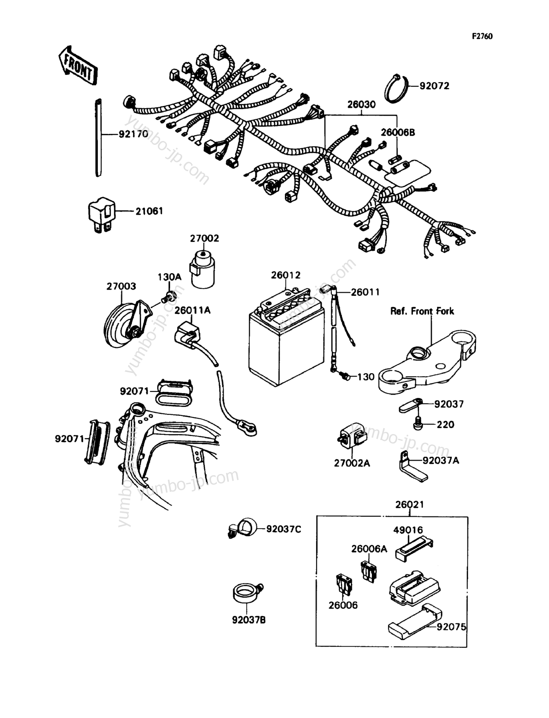 CHASSIS ELECTRICAL EQUIPMENT для мотоциклов KAWASAKI NINJA ZX-7 (ZX750-H2) 1990 г.