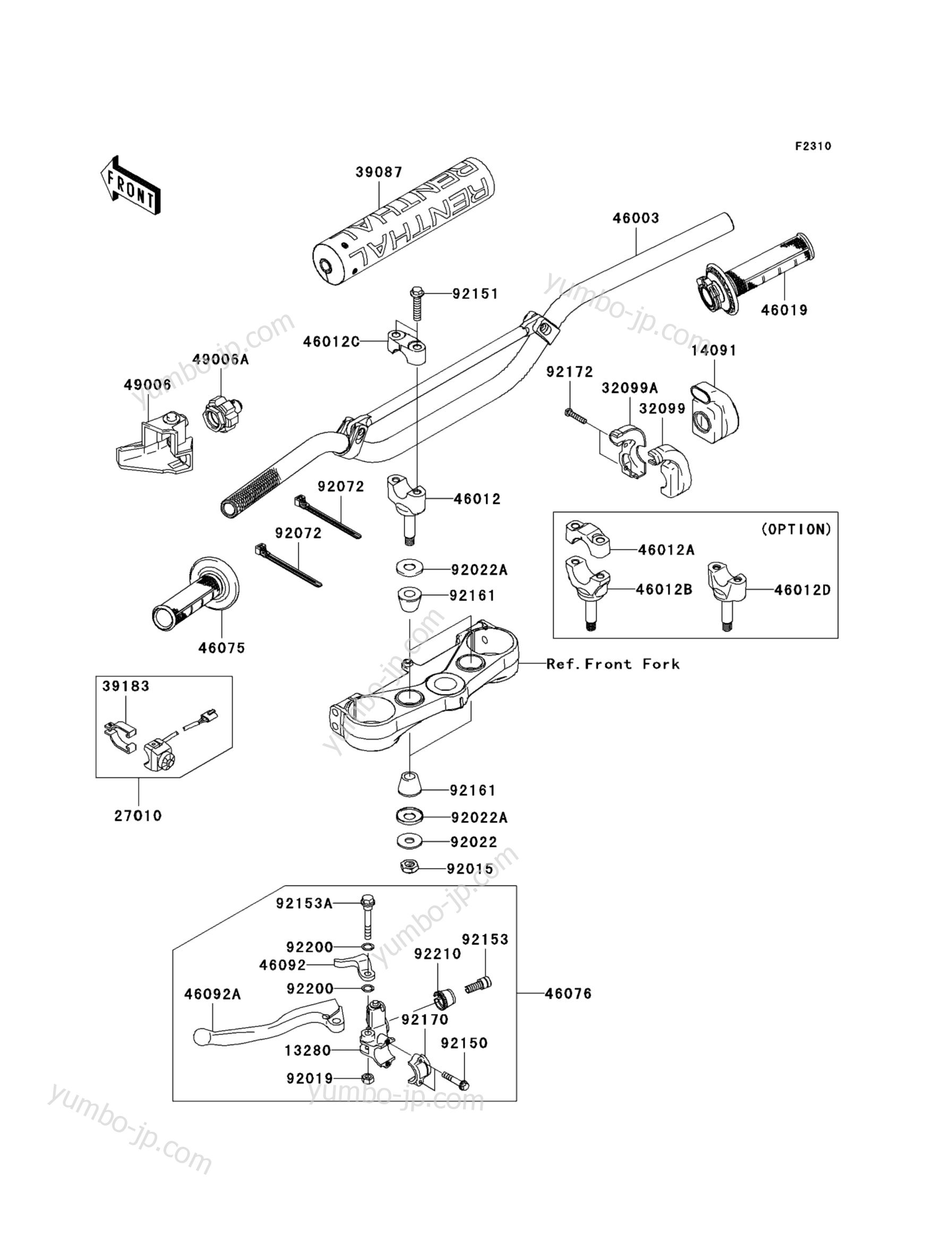 HANDLEBAR for motorcycles KAWASAKI KX250F (KX250W9FA) 2009 year