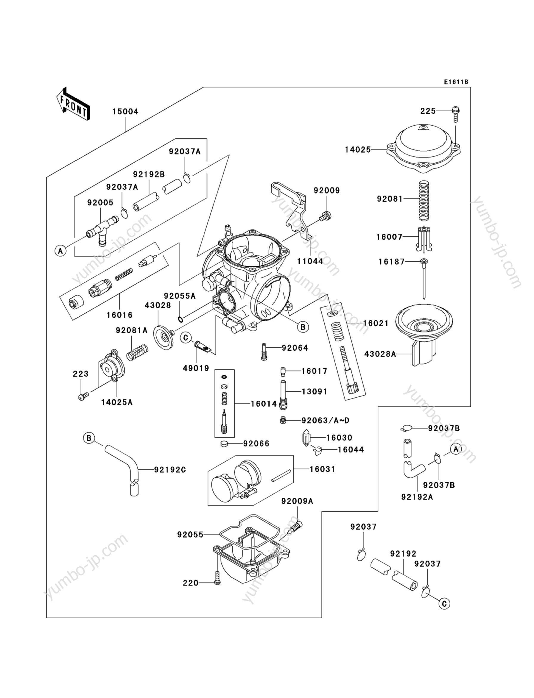 Carburetor(2/3)(EAF)(CA) for motorcycles KAWASAKI KLR650 (KL650EAF) 2010 year