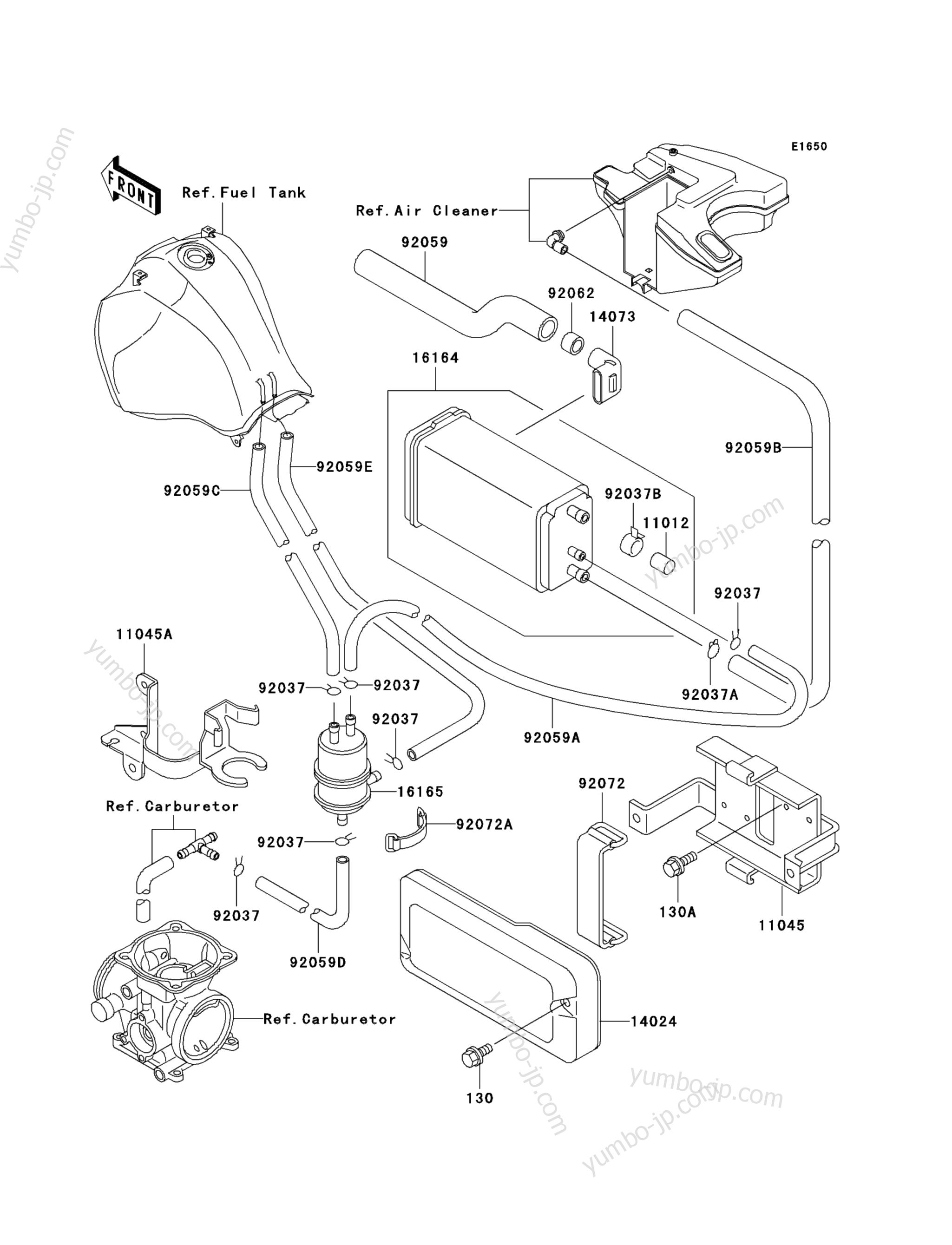 FUEL EVAPORATIVE SYSTEM для мотоциклов KAWASAKI KLR650 (KL650-A10) 1996 г.