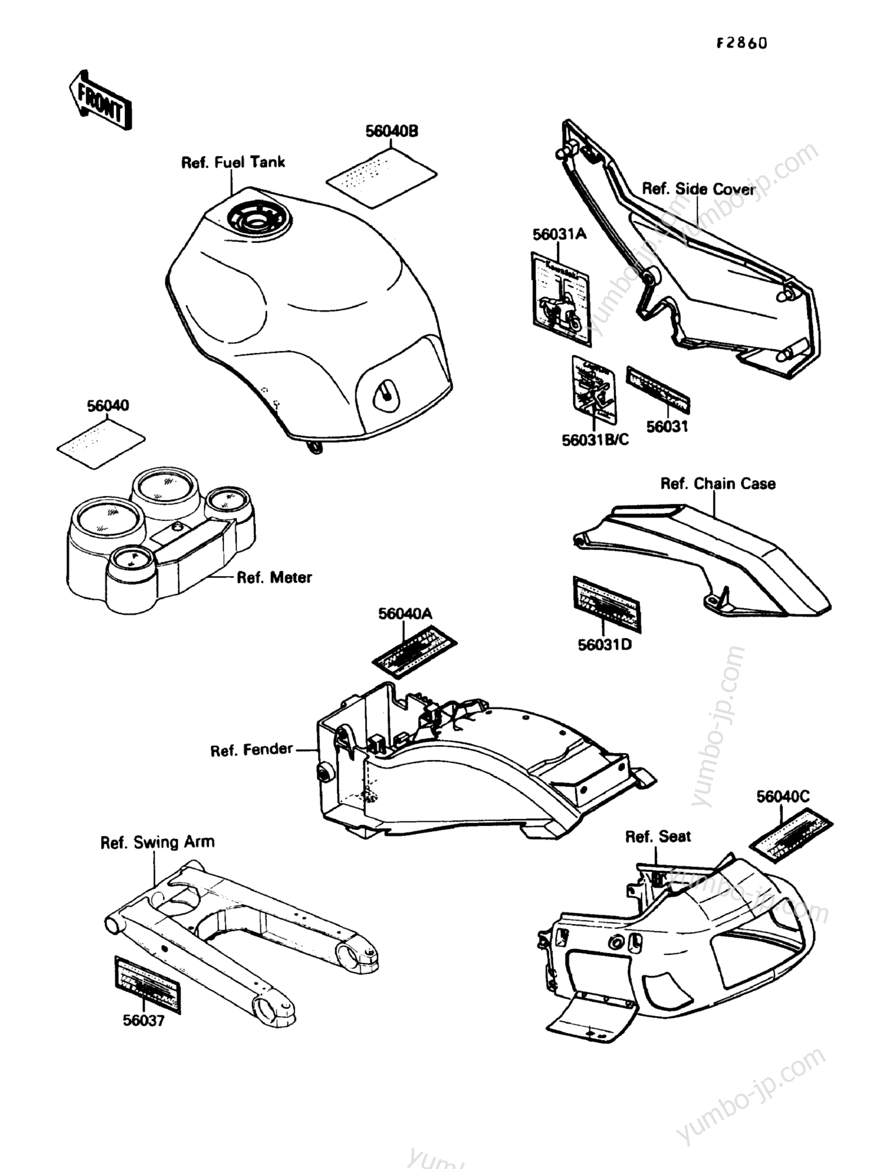 LABELS for motorcycles KAWASAKI ZX-10 (ZX1000-B3) 1990 year