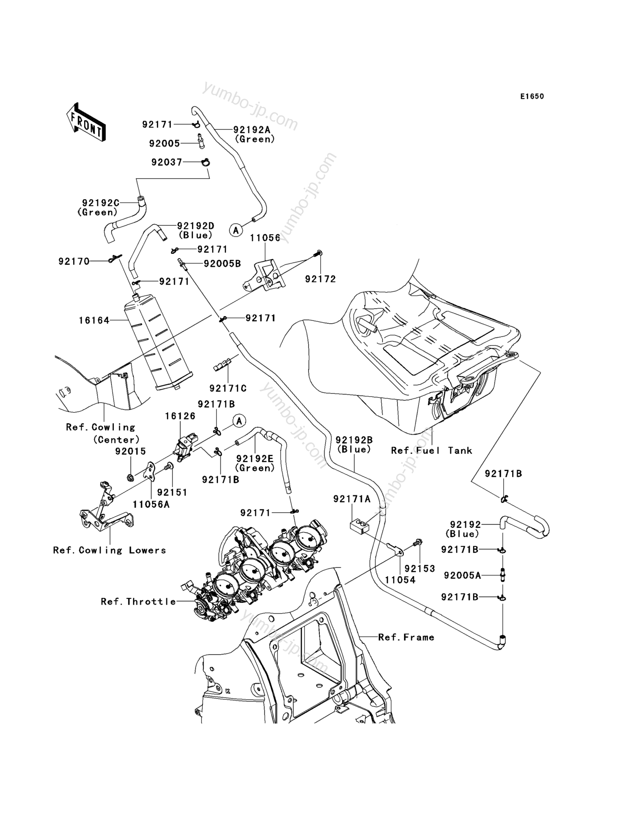 Fuel Evaporative System (CA) for motorcycles KAWASAKI NINJA ZX-14R (ZX1400EEFA) 2014 year