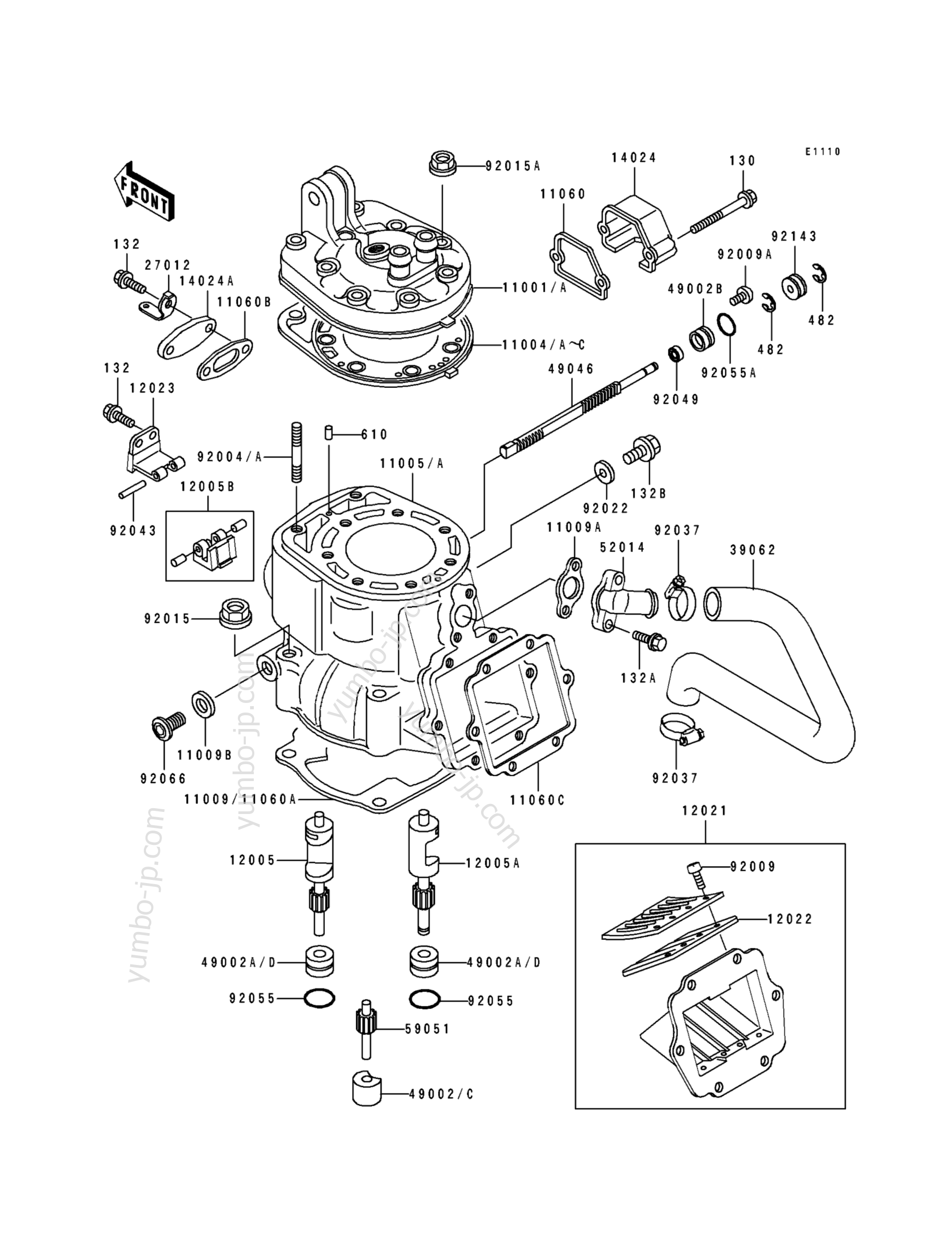 CYLINDER HEAD/CYLINDER for motorcycles KAWASAKI KX250 (KX250-H1) 1990 year