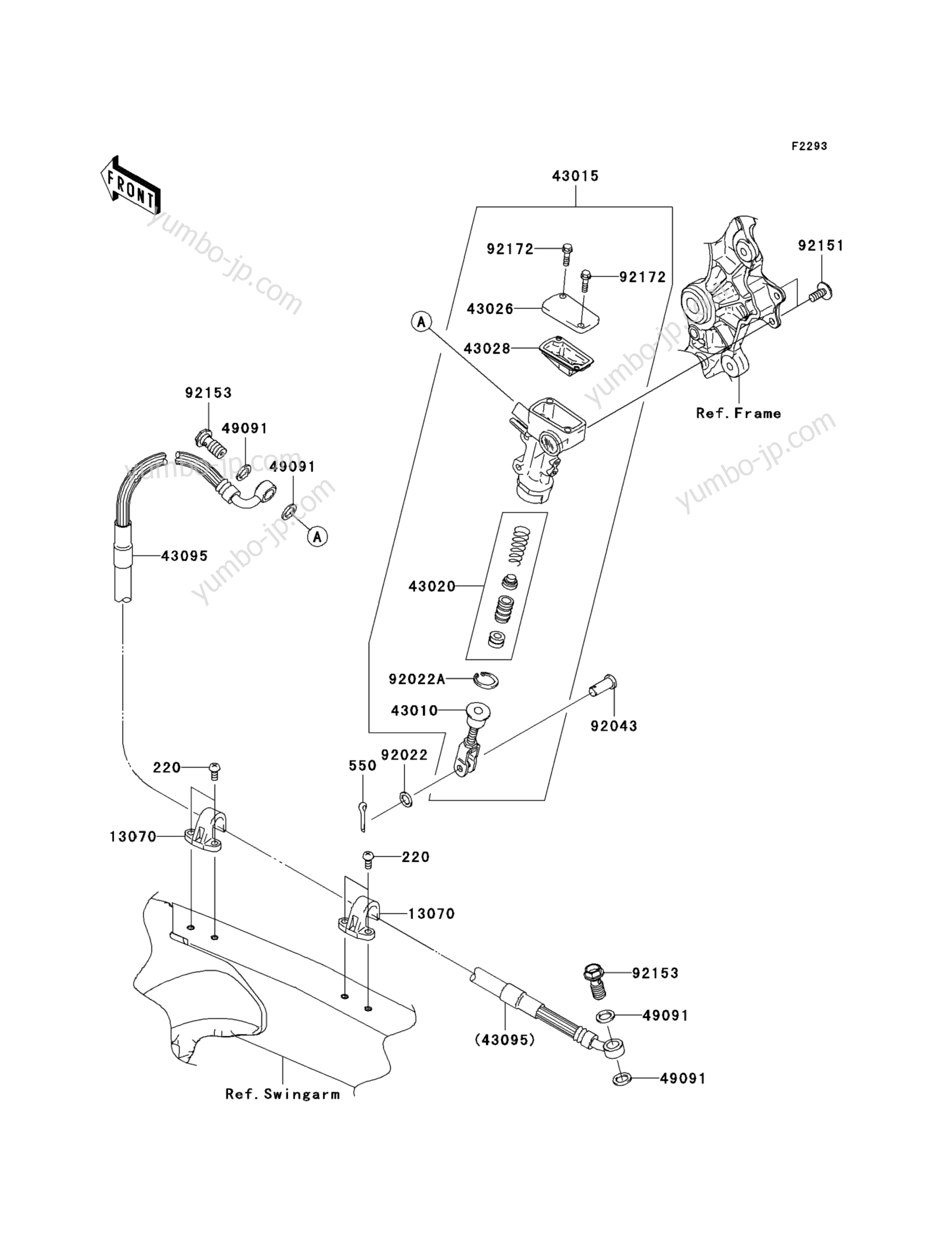 REAR MASTER CYLINDER for motorcycles KAWASAKI KX250F (KX250W9F) 2009 year