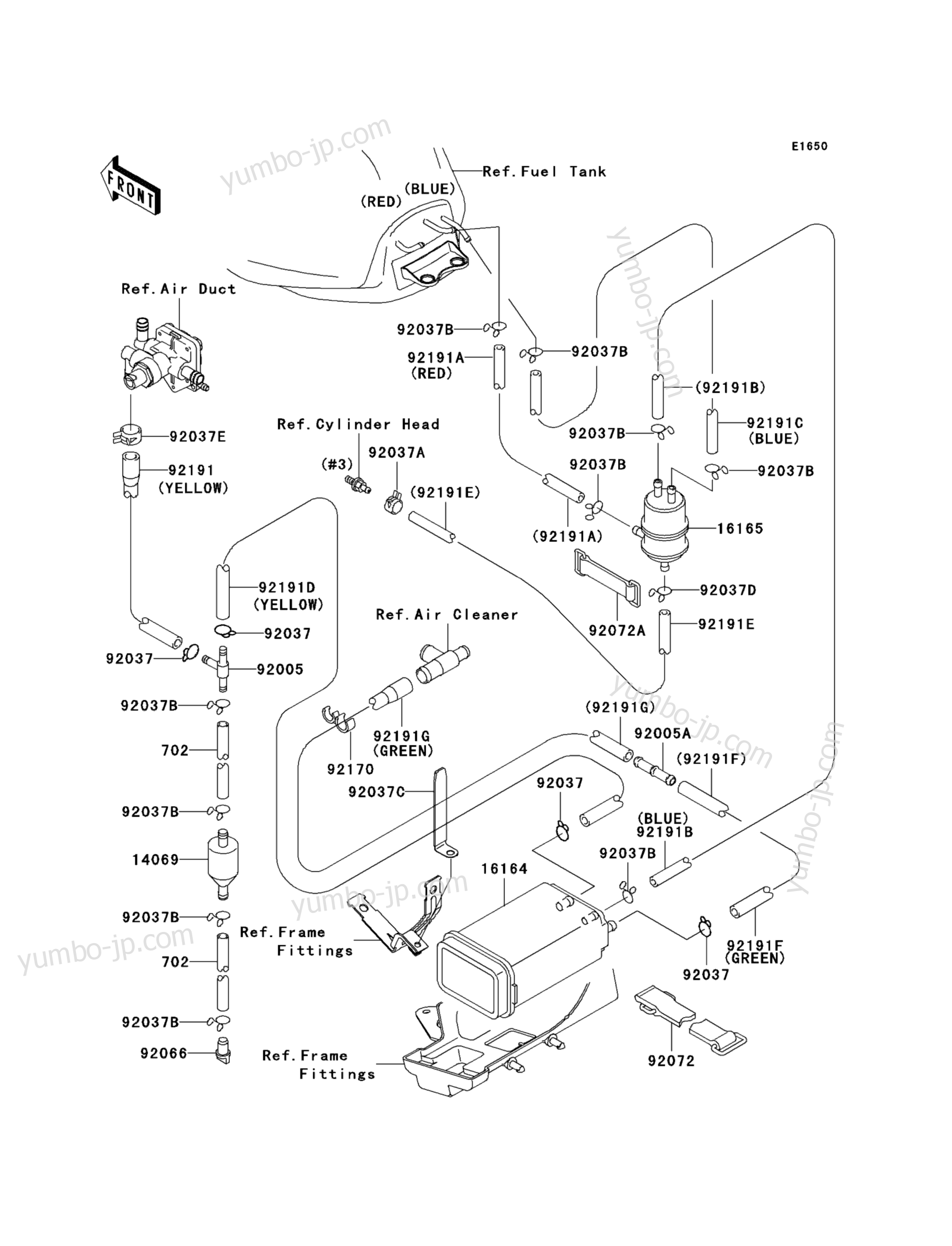 Fuel Evaporative System (CA) for motorcycles KAWASAKI NINJA ZX-9R (ZX900-F1) 2002 year