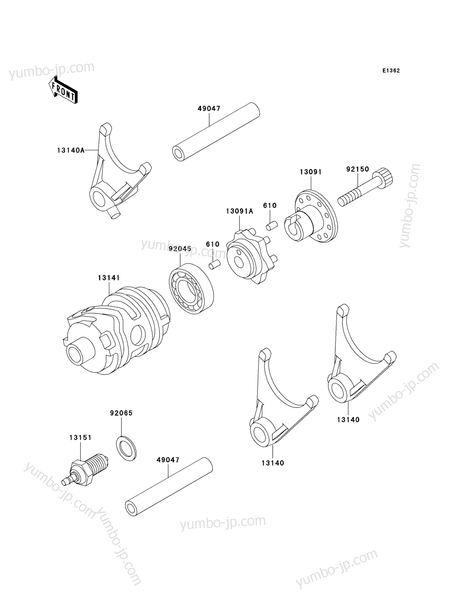 Gear Change Drum/Shift Fork(s) for motorcycles KAWASAKI KLX650 (KLX650-C3) 1995 year