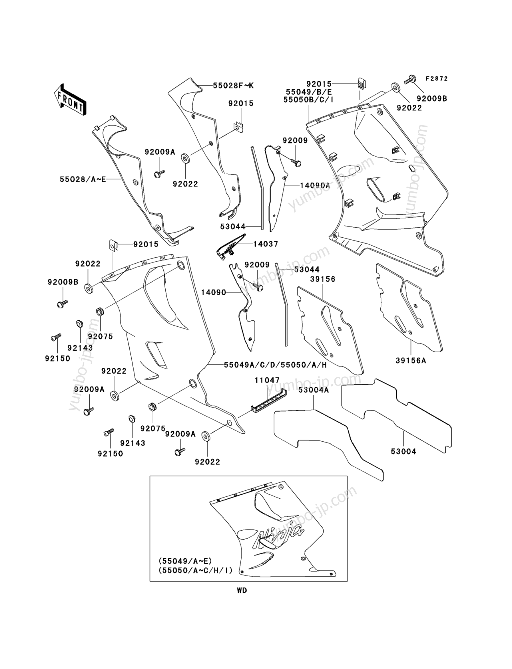 Cowling Lowers(1/3) for motorcycles KAWASAKI NINJA ZX-11 (ZX1100-D6) 1998 year