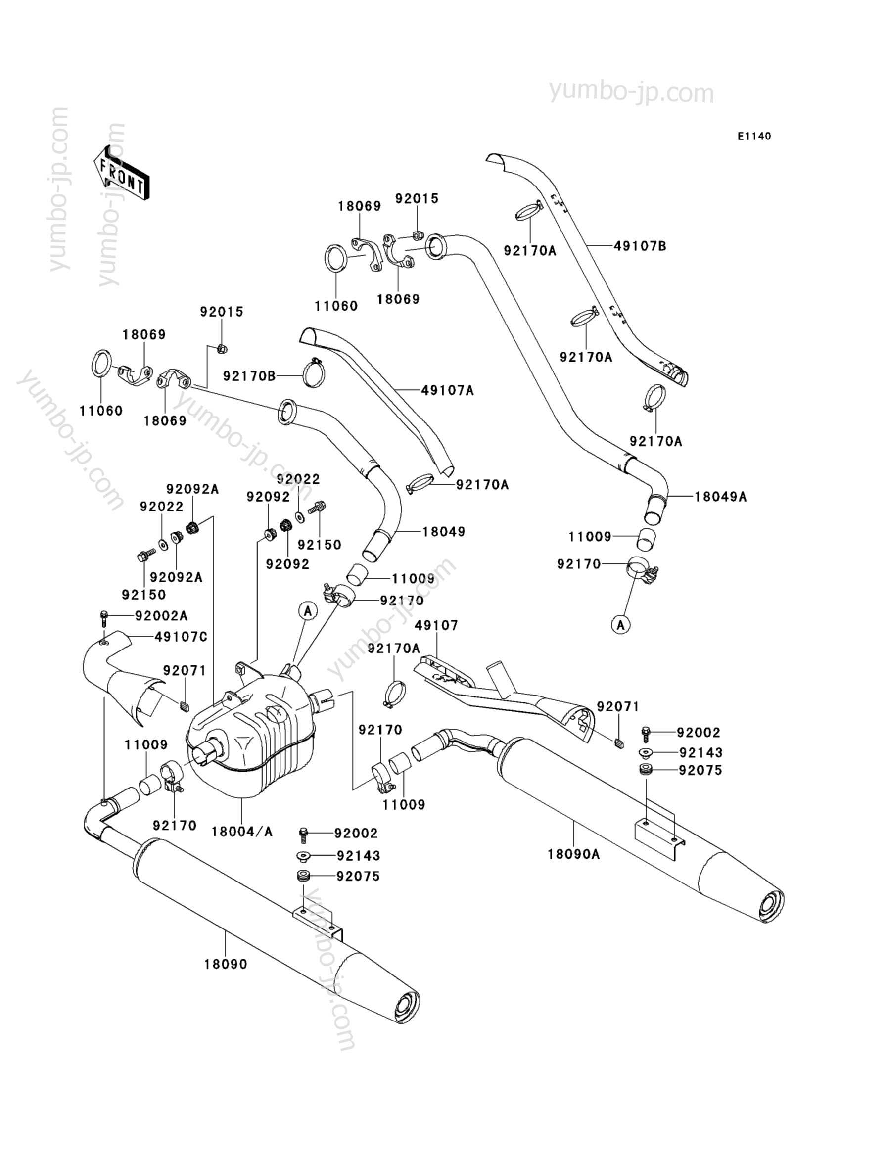 Muffler(s) для мотоциклов KAWASAKI VULCAN NOMAD (VN1500-G1) 1999 г.