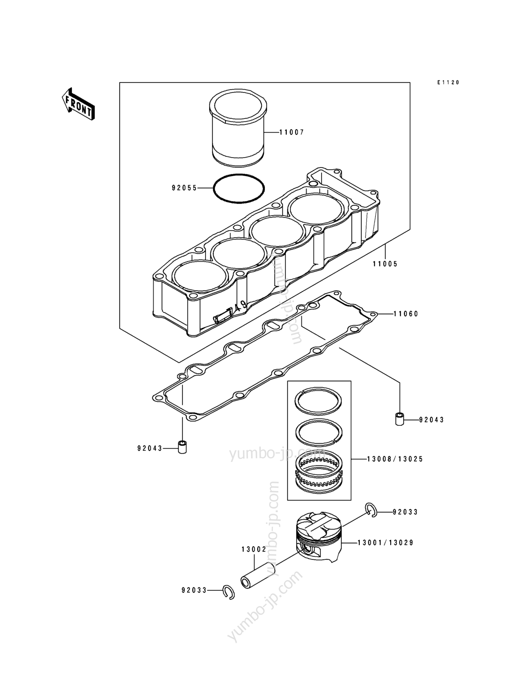 Cylinder/Piston(s) для мотоциклов KAWASAKI NINJA ZX-7 (ZX750-L3) 1995 г.