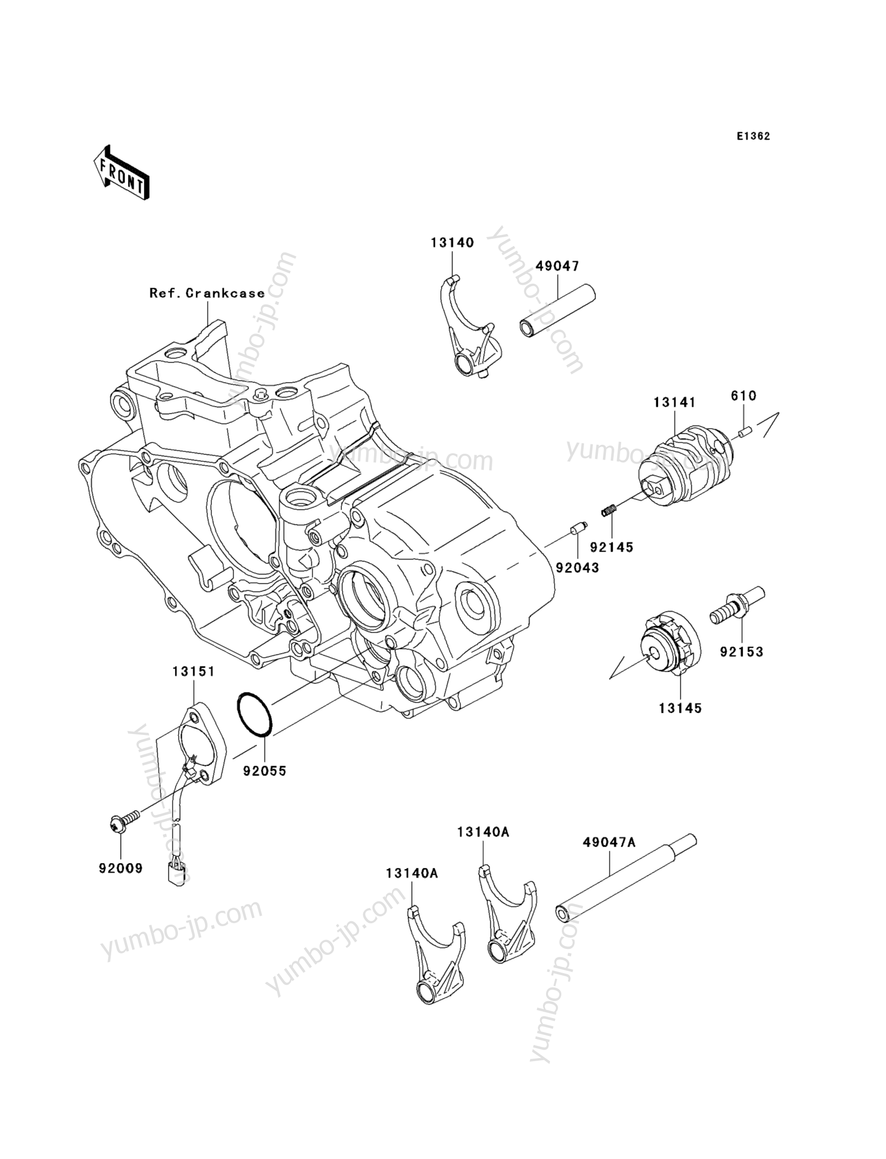Gear Change Drum/Shift Fork(s) для мотоциклов KAWASAKI KX450F (KX450EBF) 2011 г.