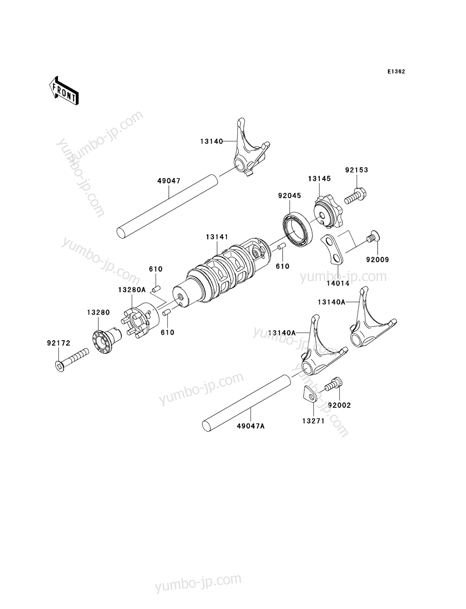 Gear Change Drum/Shift Fork(s) для мотоциклов KAWASAKI ER-6N (ER650C9F) 2009 г.