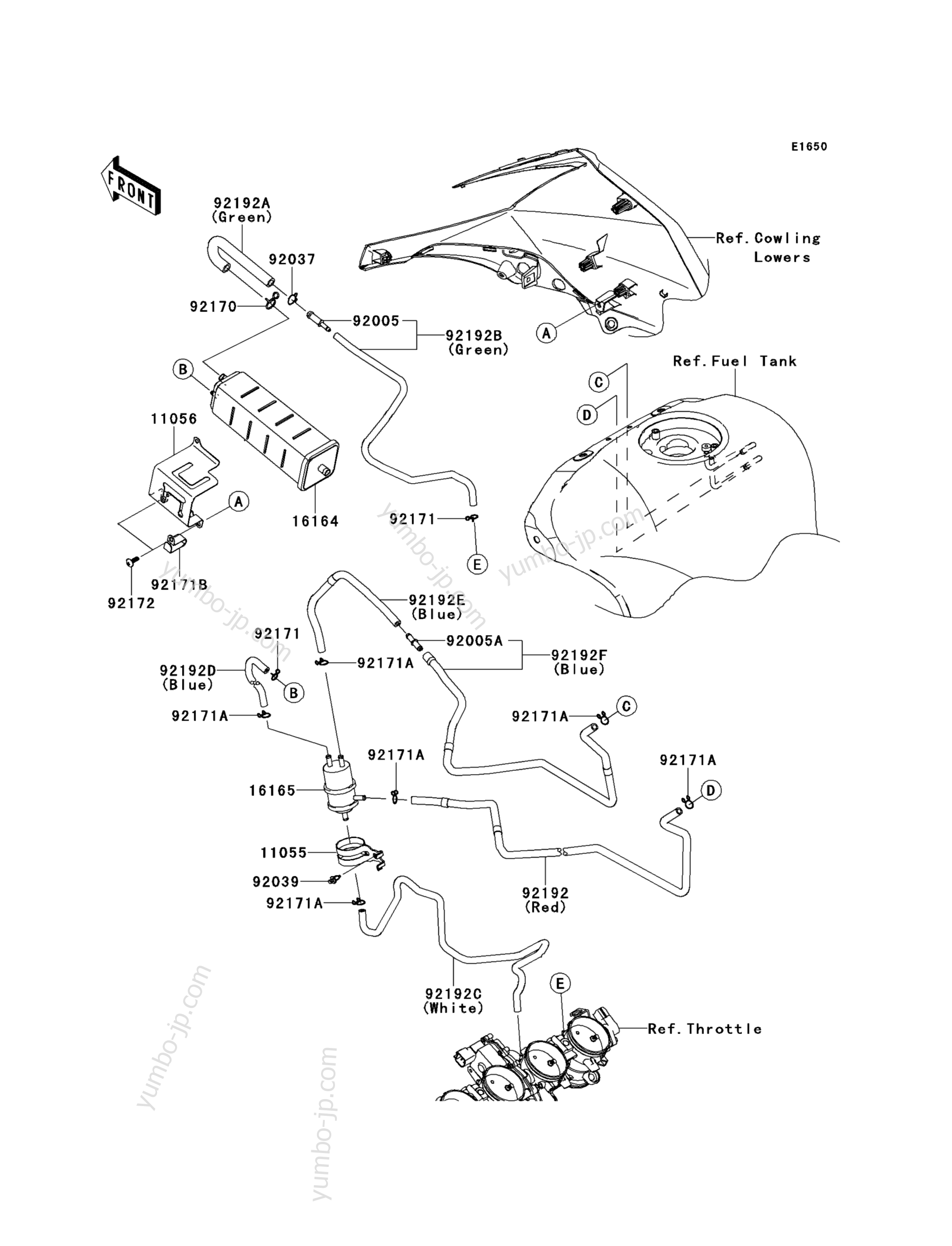Fuel Evaporative System(CA) для мотоциклов KAWASAKI NINJA ZX-10R ABS (ZX1000KEF) 2014 г.
