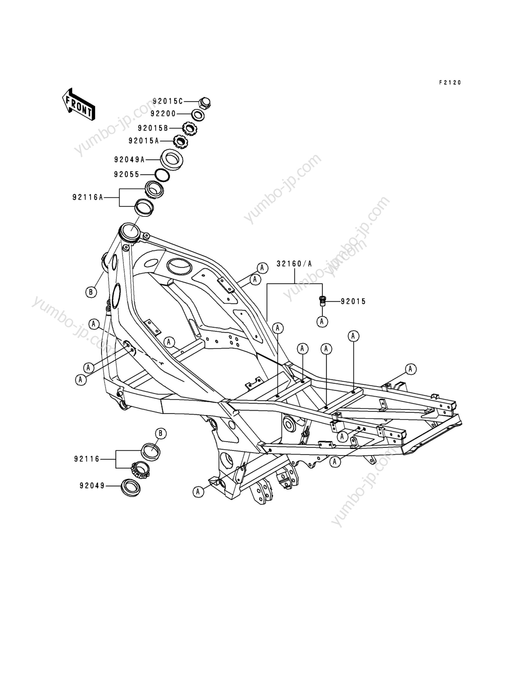 FRAME для мотоциклов KAWASAKI NINJA ZX-6 (ZX600-E5) 1997 г.