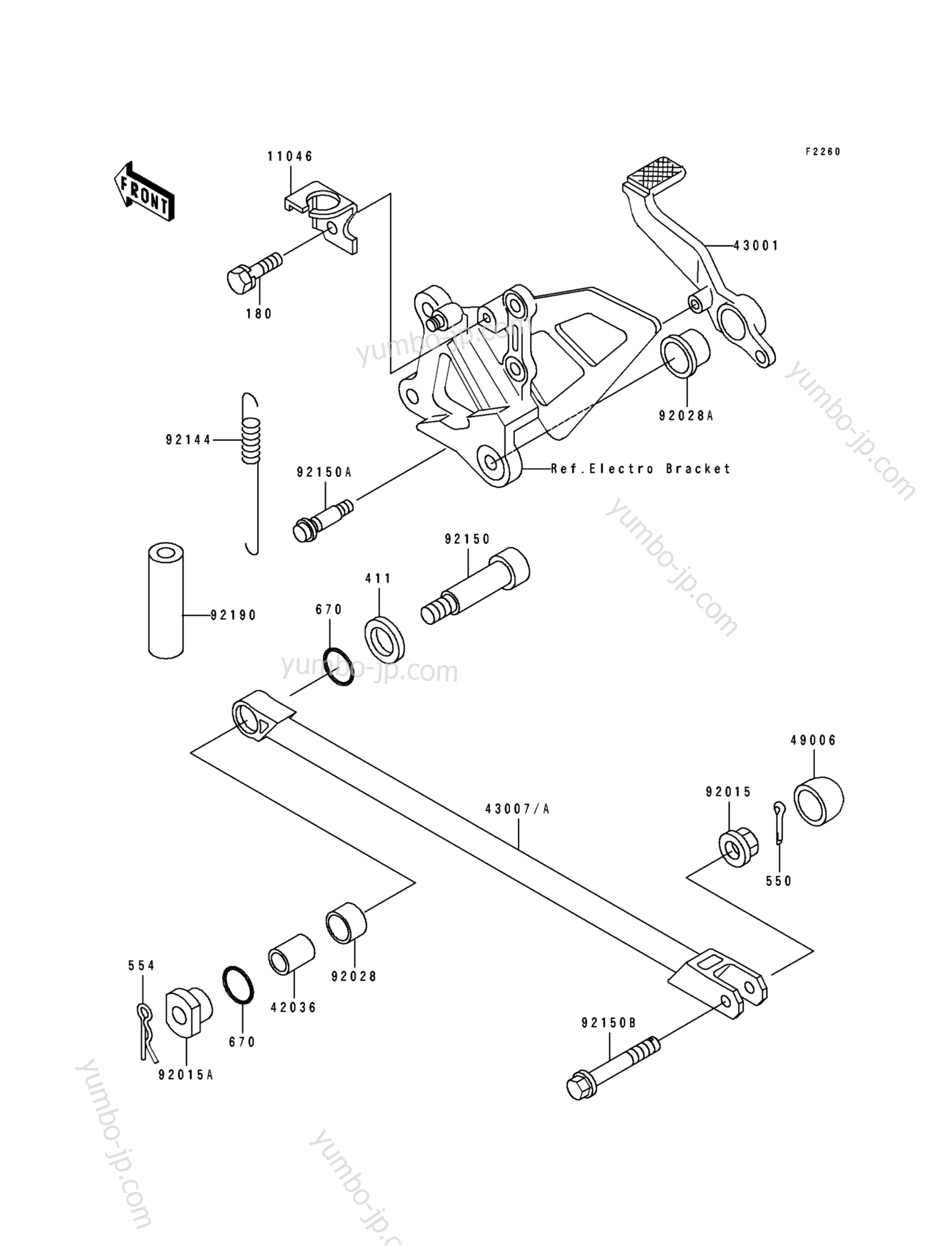 BRAKE PEDAL/TORQUE LINK для мотоциклов KAWASAKI NINJA ZX-7 (ZX750-L1) 1993 г.