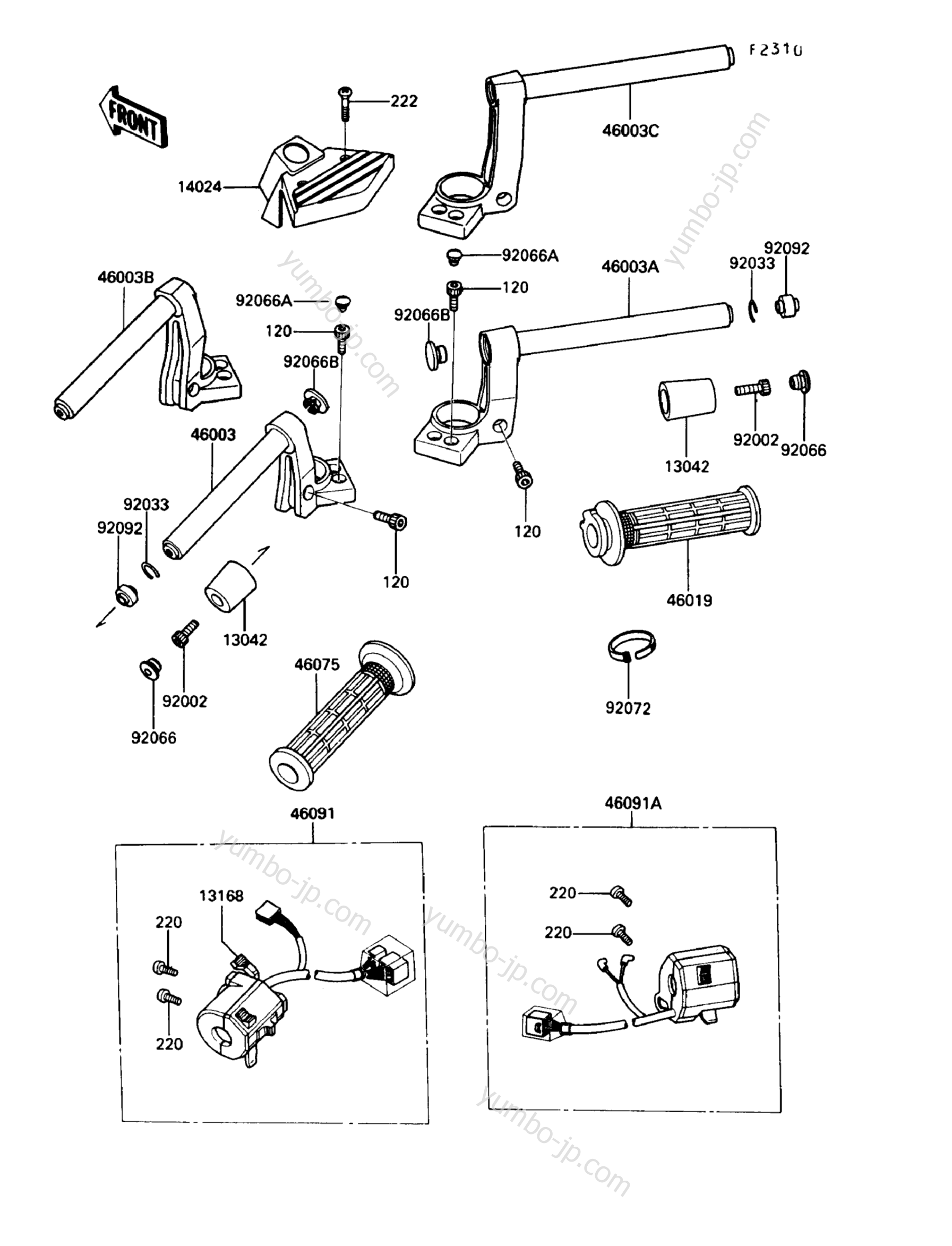 Румпель (рукоятка управления) для мотоциклов KAWASAKI CONCOURS (ZG1000-A4) 1989 г.